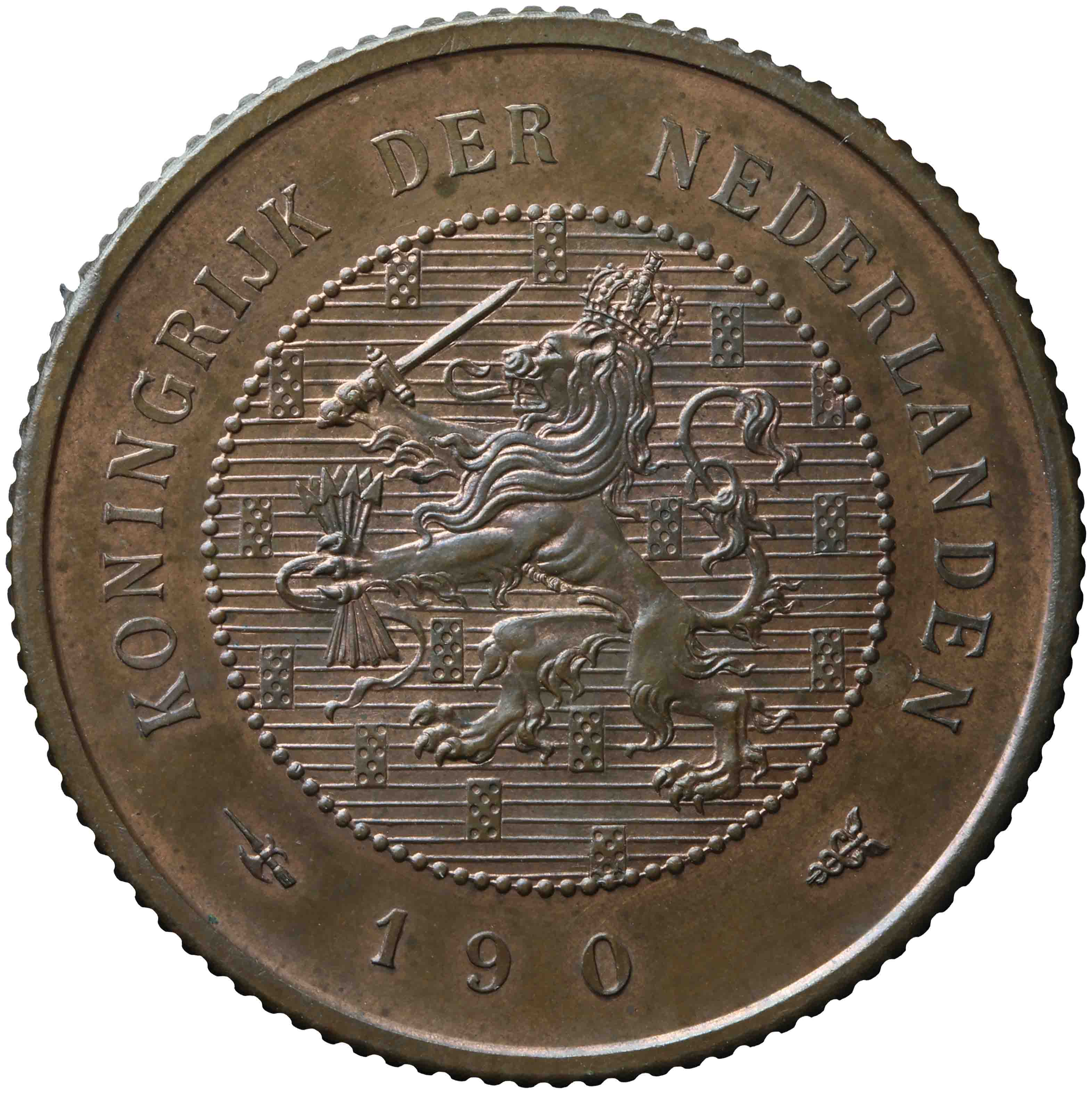 Afbeelding van de voorzijde. vijf cent. Inventarisnummer:1908-0200