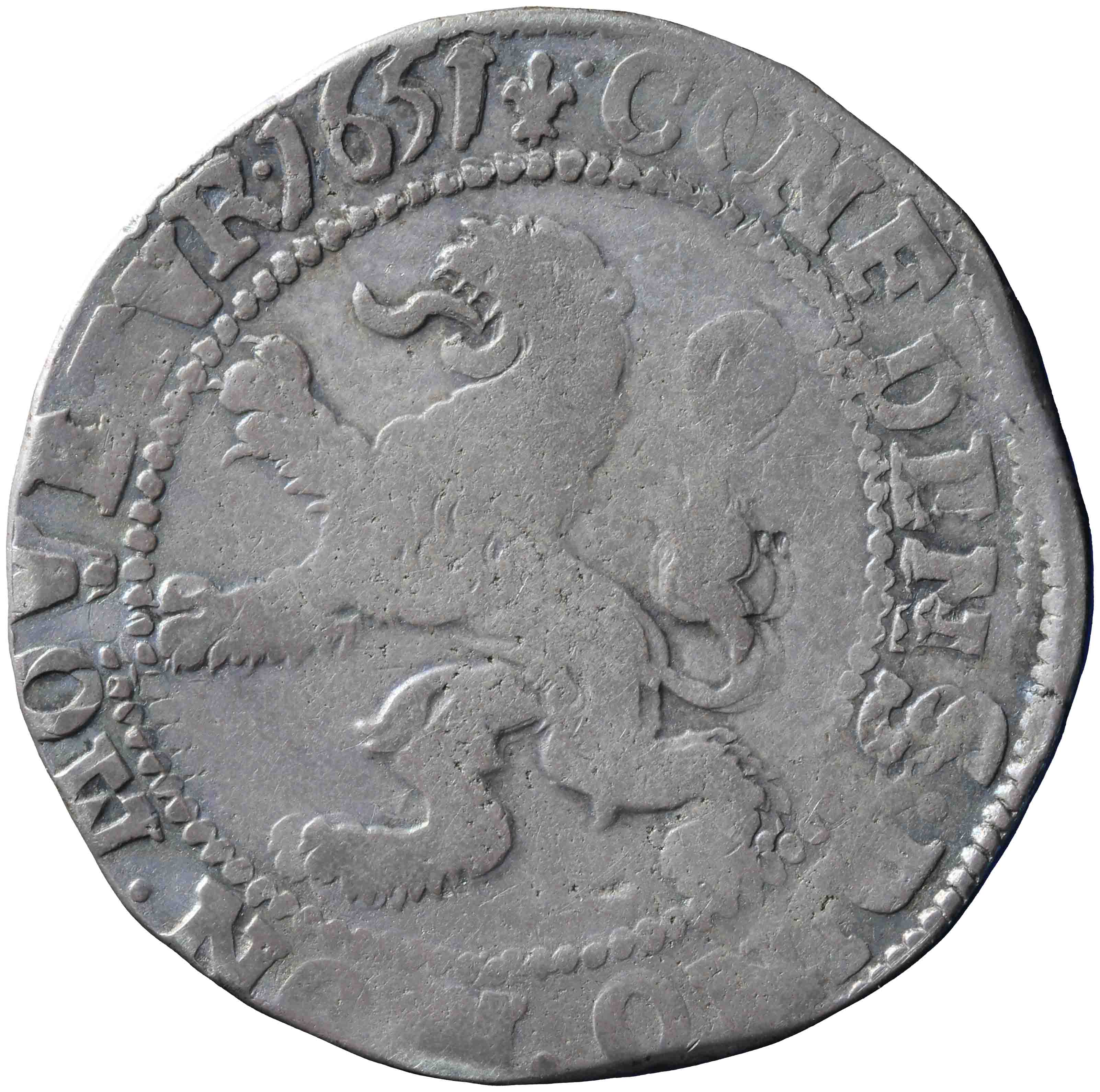 Afbeelding van de keerzijde. leeuwendaalder op Generaliteitsmuntvoet. Inventarisnummer:1915-0110