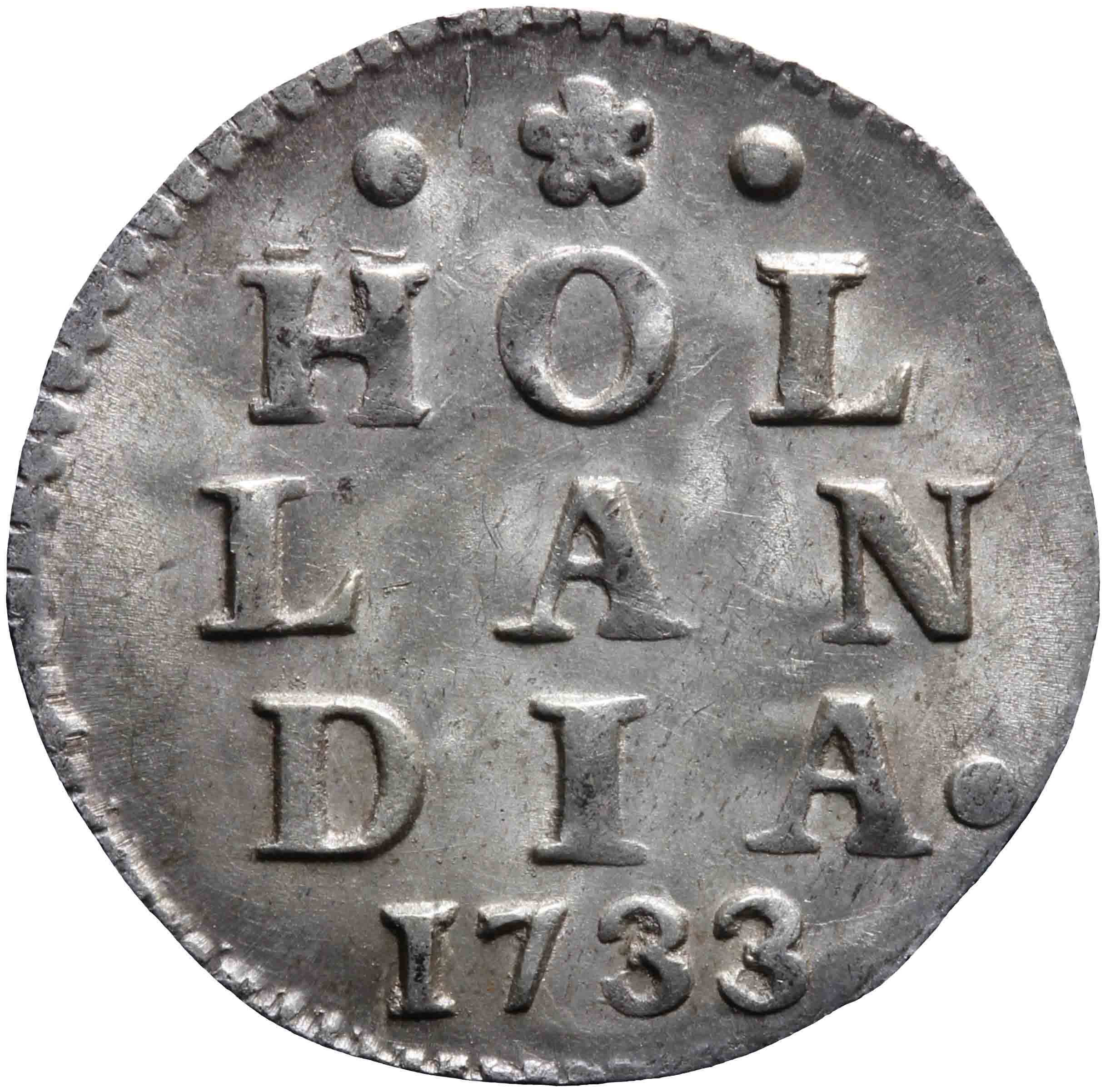 Afbeelding van de keerzijde. dubbele wapenstuiver. Inventarisnummer:1919-0060