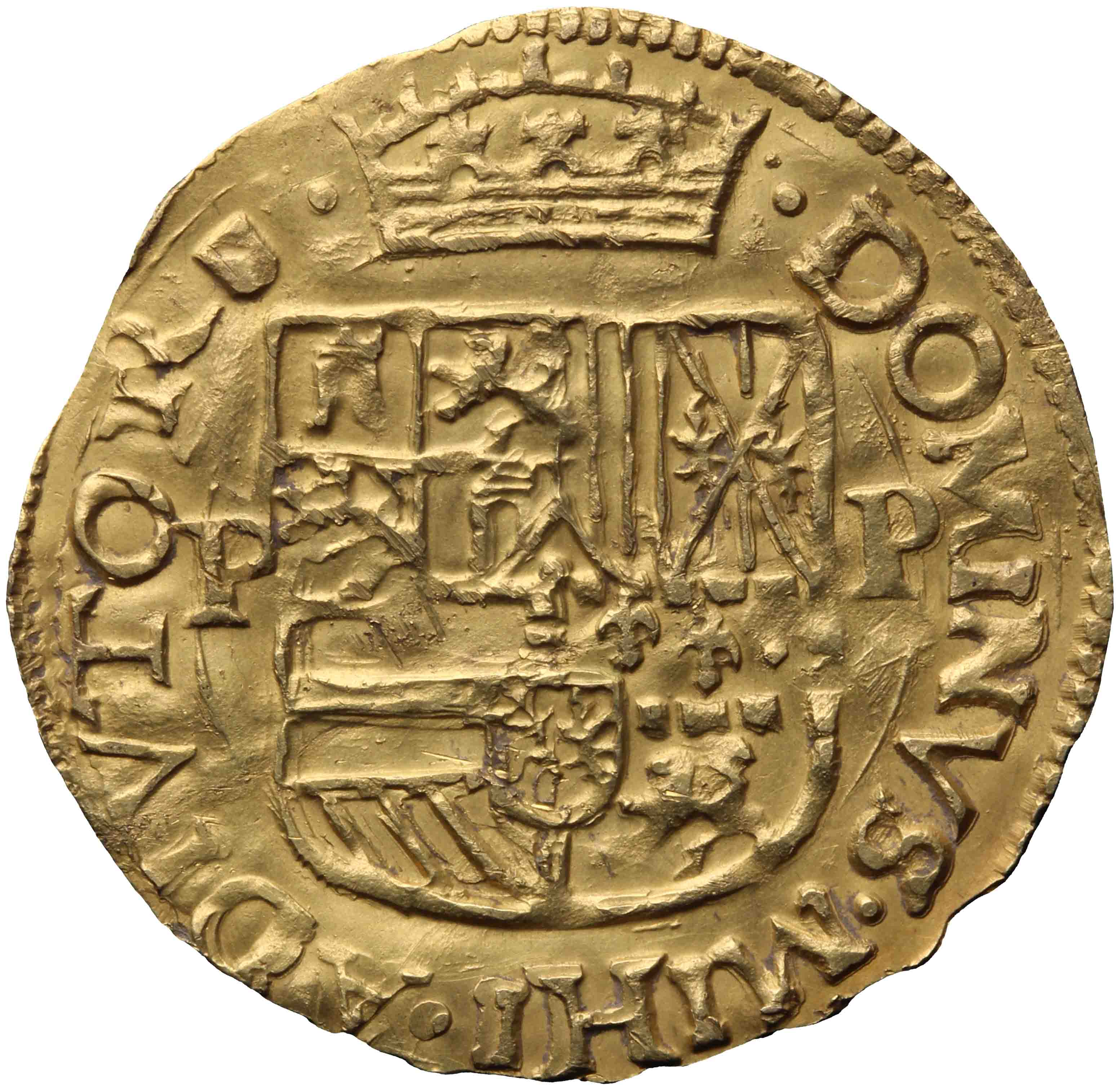 Afbeelding van de keerzijde. gouden kroon. Inventarisnummer:1920-0344