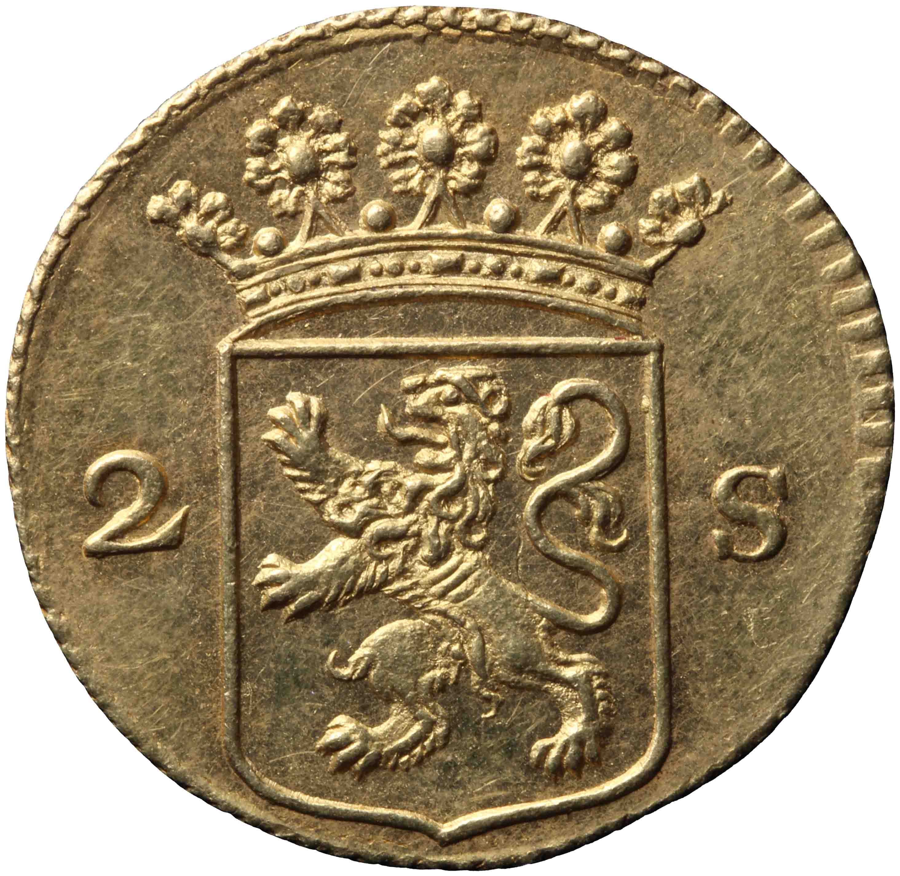 Afbeelding van de voorzijde. dubbele wapenstuiver. Inventarisnummer:1921-0082