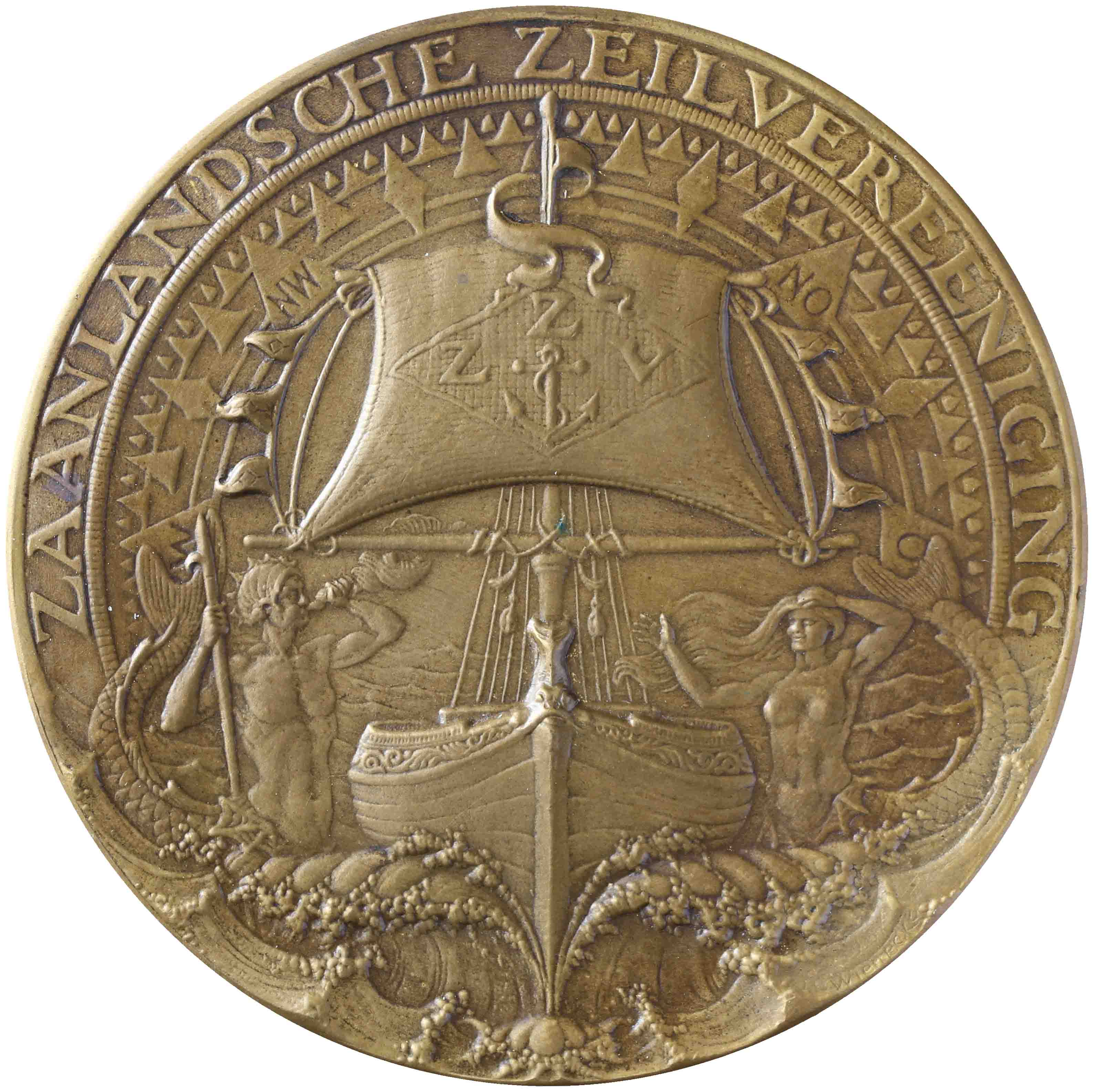 Image of the obverse. Zaanlandse Zeilvereniging, prijspenning, 1926. Inventory number:1926-0067
