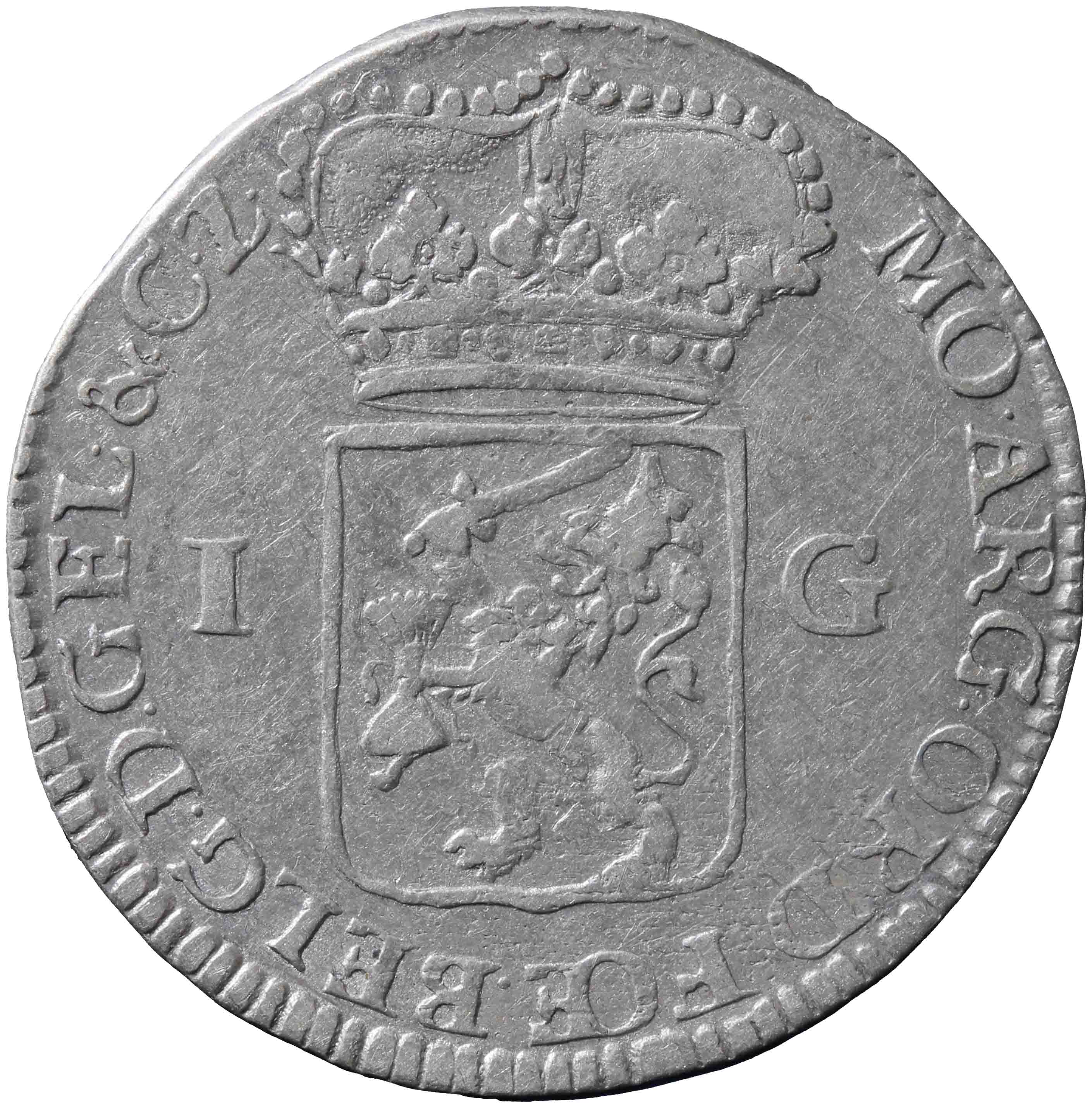 Afbeelding van de keerzijde. Generaliteitsgulden ; gulden. Inventarisnummer:1929-0098