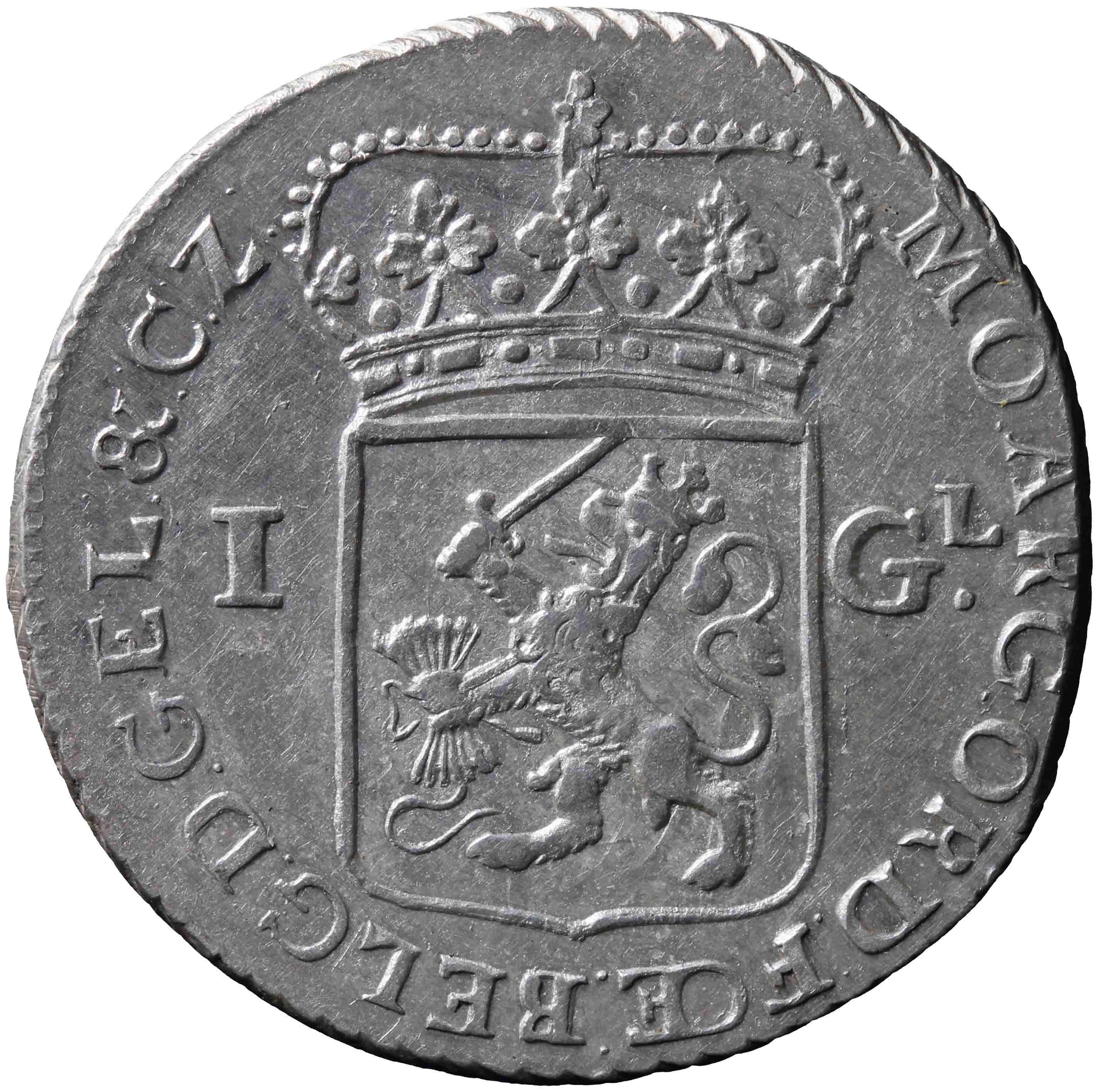 Afbeelding van de keerzijde. Generaliteits gulden. Inventarisnummer:1946-0495
