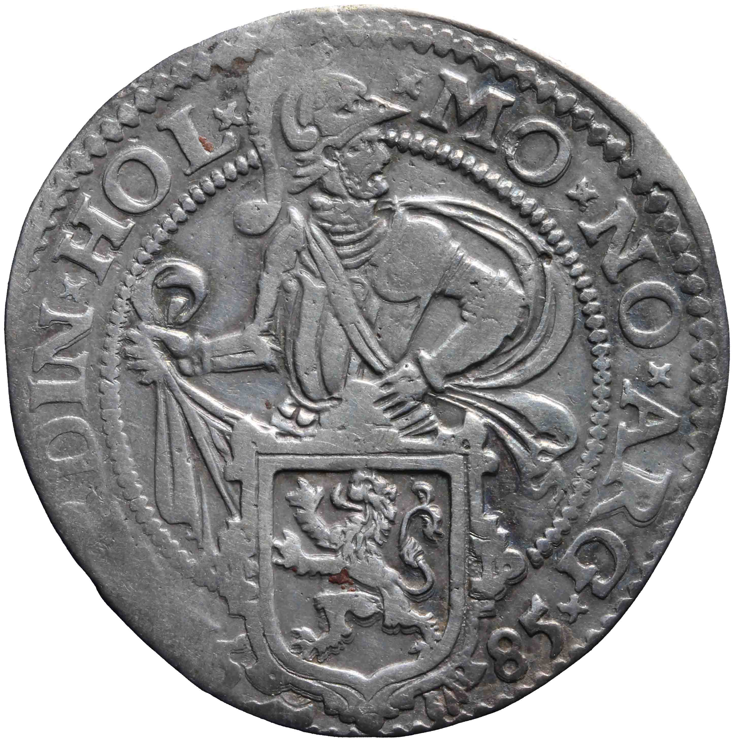 Afbeelding van de voorzijde. halve leeuwendaalder op Hollandse muntvoet. Inventarisnummer:1953-0023