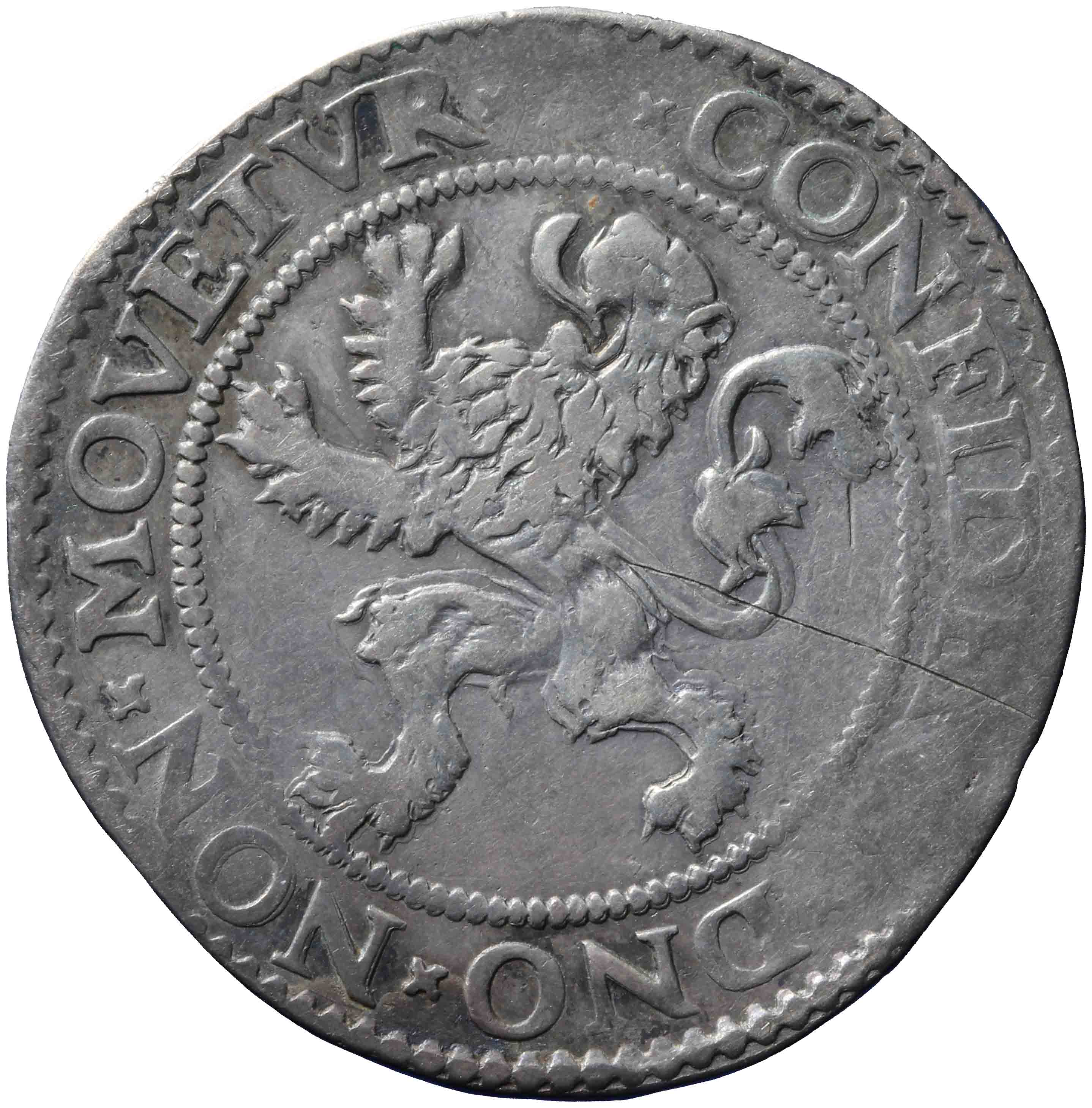 Afbeelding van de keerzijde. halve leeuwendaalder op Hollandse muntvoet. Inventarisnummer:1953-0023