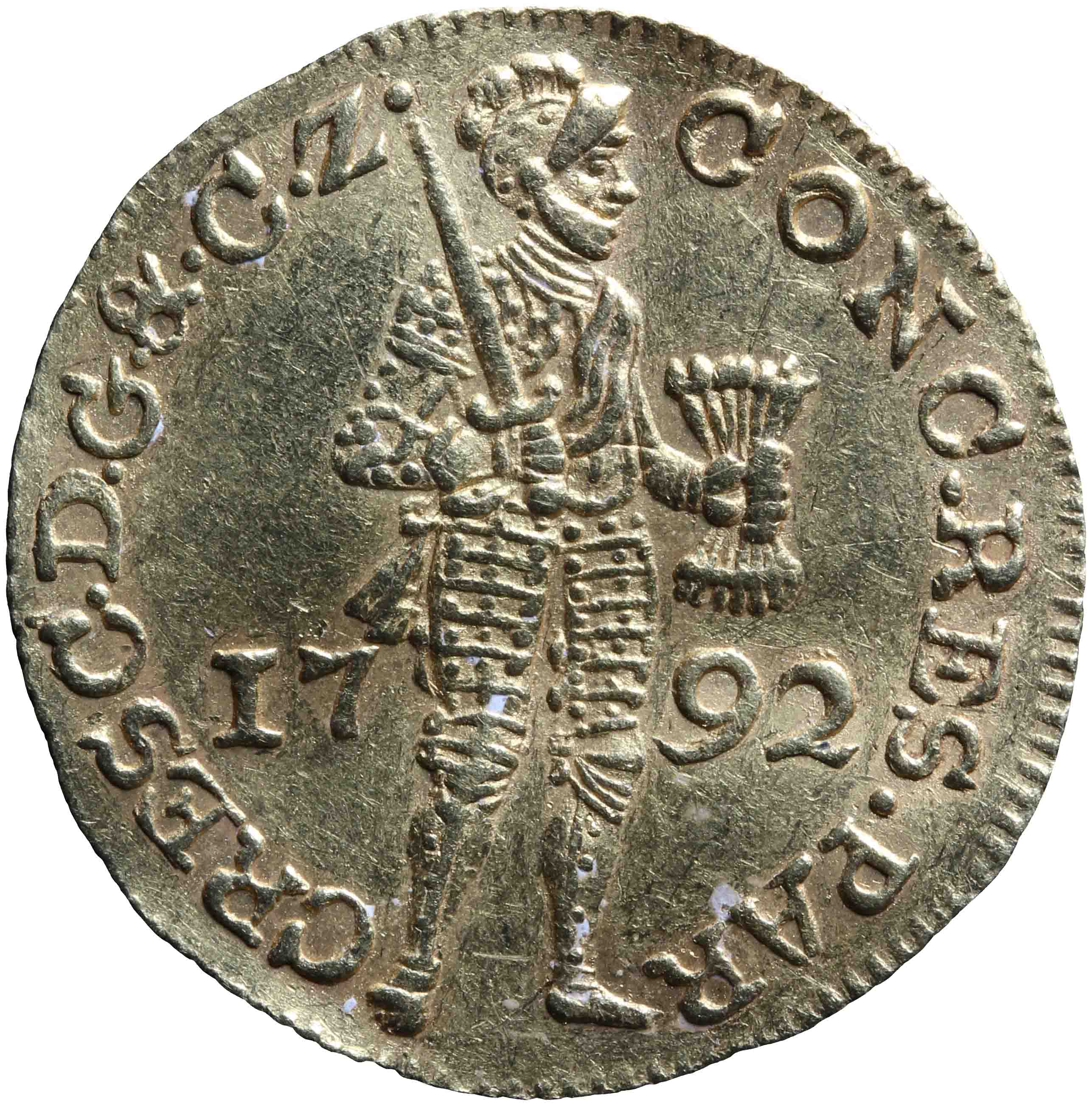 Afbeelding van de voorzijde. gouden dukaat. Inventarisnummer:1955-0036