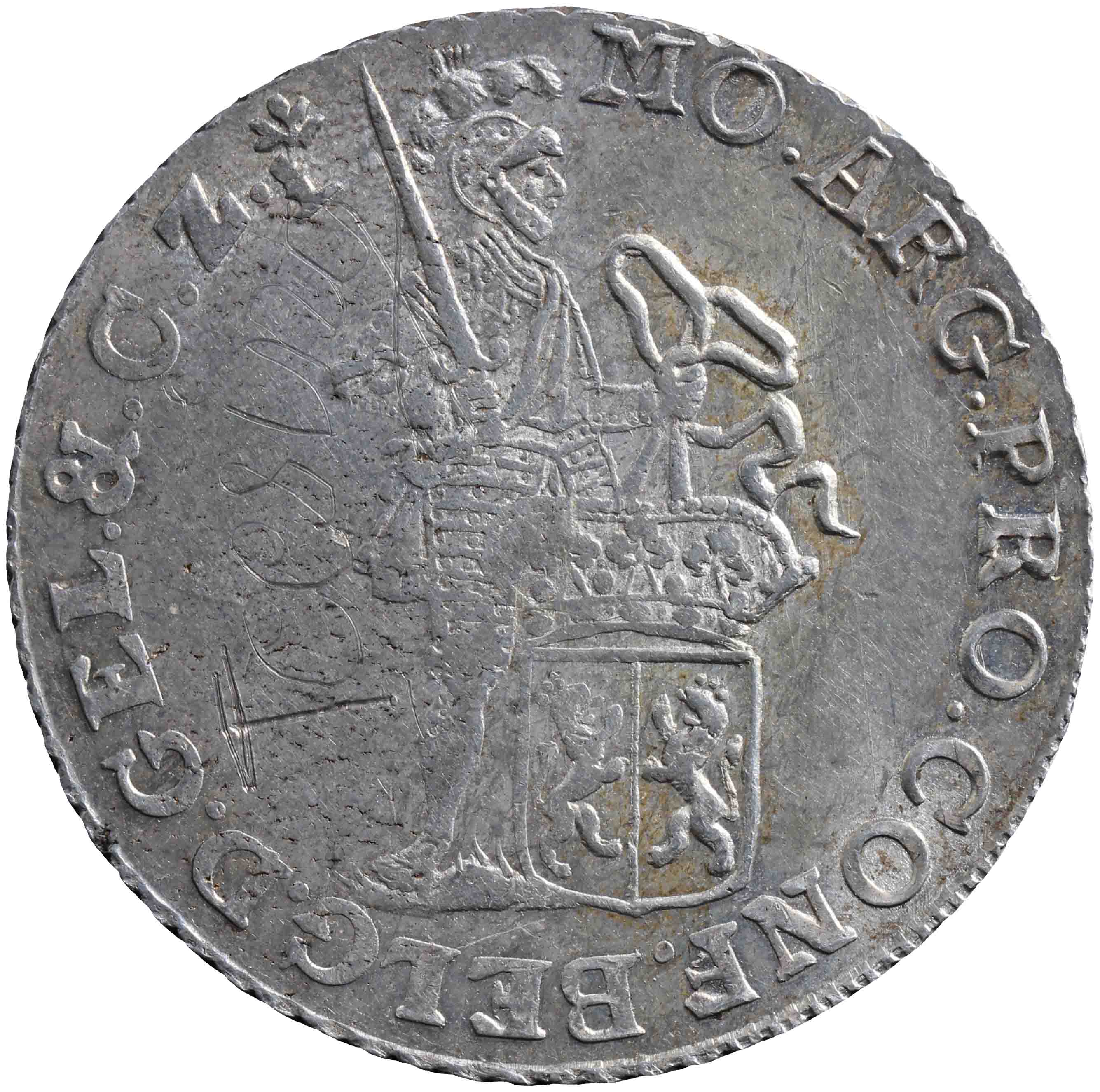 Afbeelding van de voorzijde. zilveren dukaat. Inventarisnummer:1956-0083