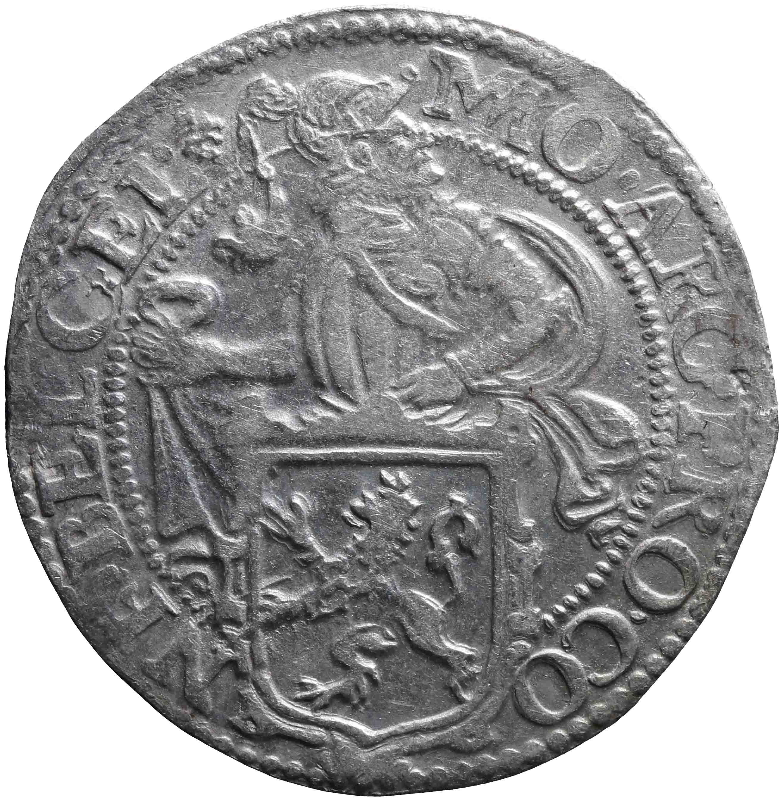 Afbeelding van de voorzijde. leeuwendaalder op Generaliteitsmuntvoet. Inventarisnummer:1957-0066