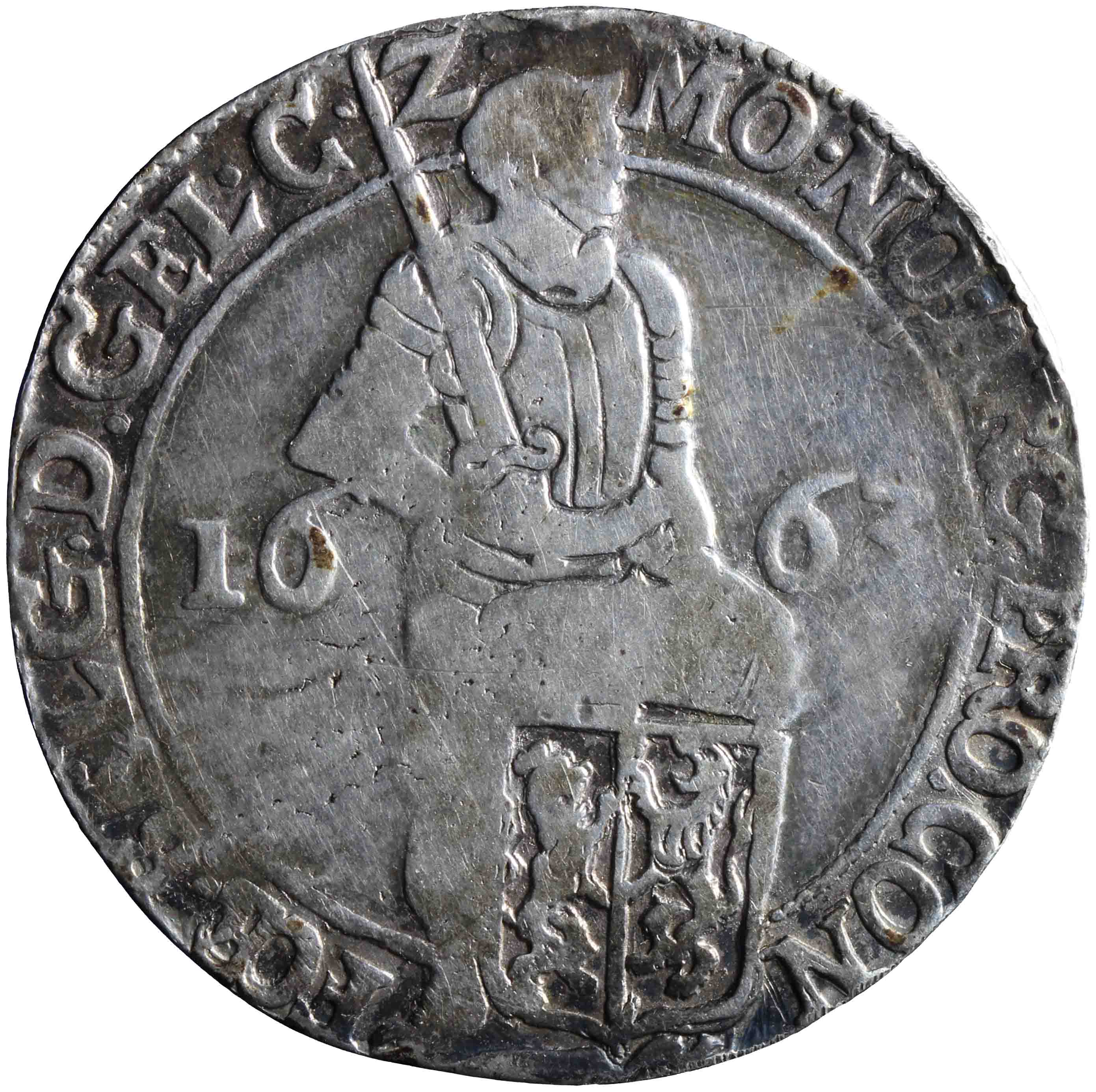 Afbeelding van de voorzijde. zilveren dukaat. Inventarisnummer:1957-0090