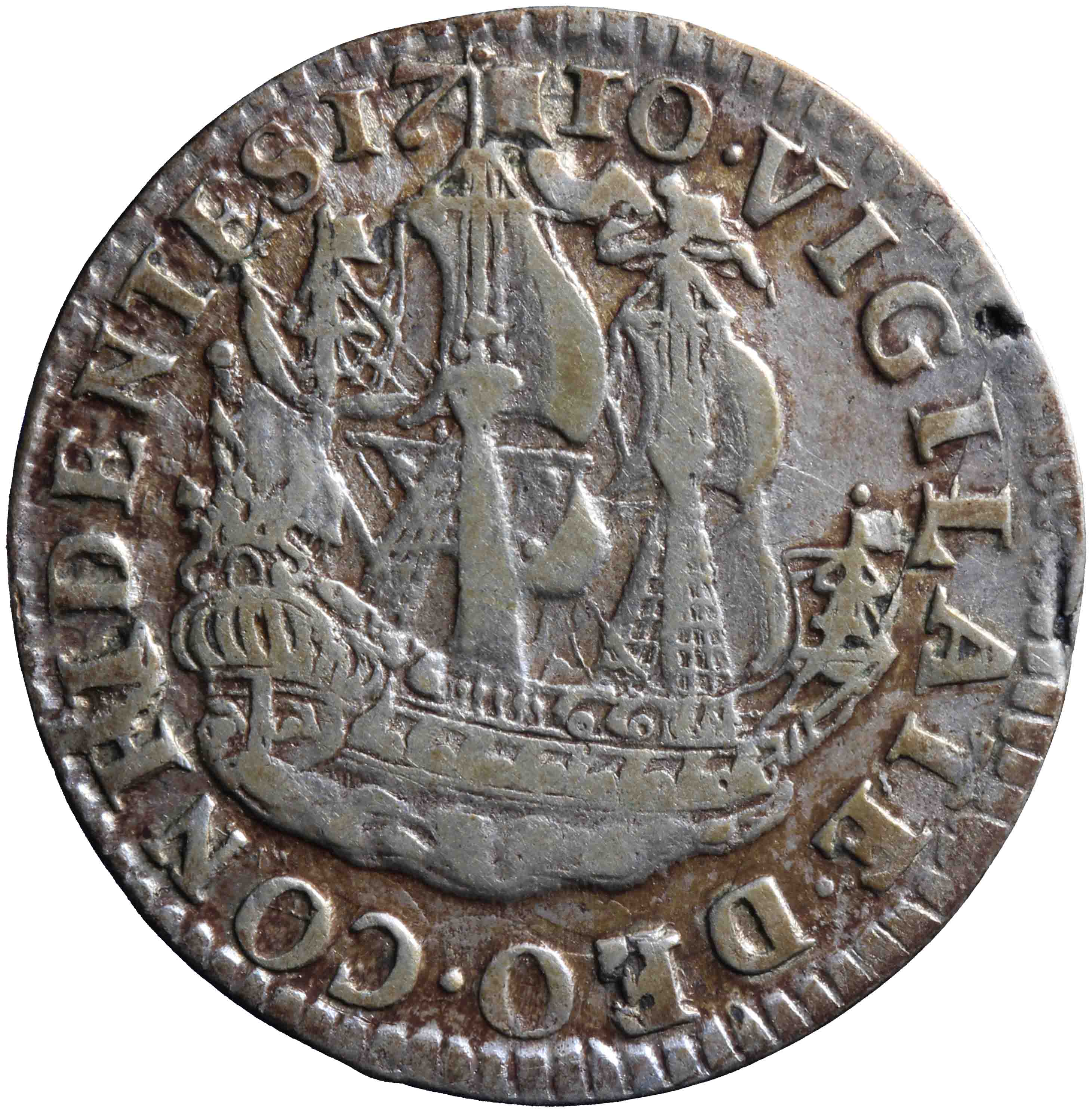 Afbeelding van de keerzijde. scheepjesschelling. Inventarisnummer:1957-0093