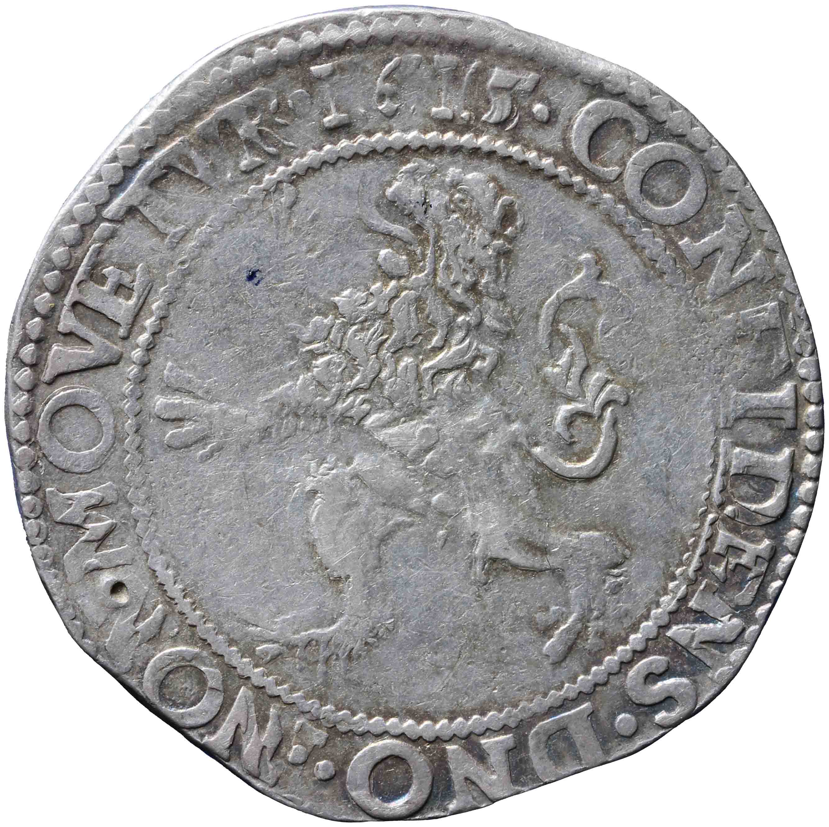 Afbeelding van de keerzijde. leeuwendaalder op Generaliteitsmuntvoet. Inventarisnummer:1958-0025