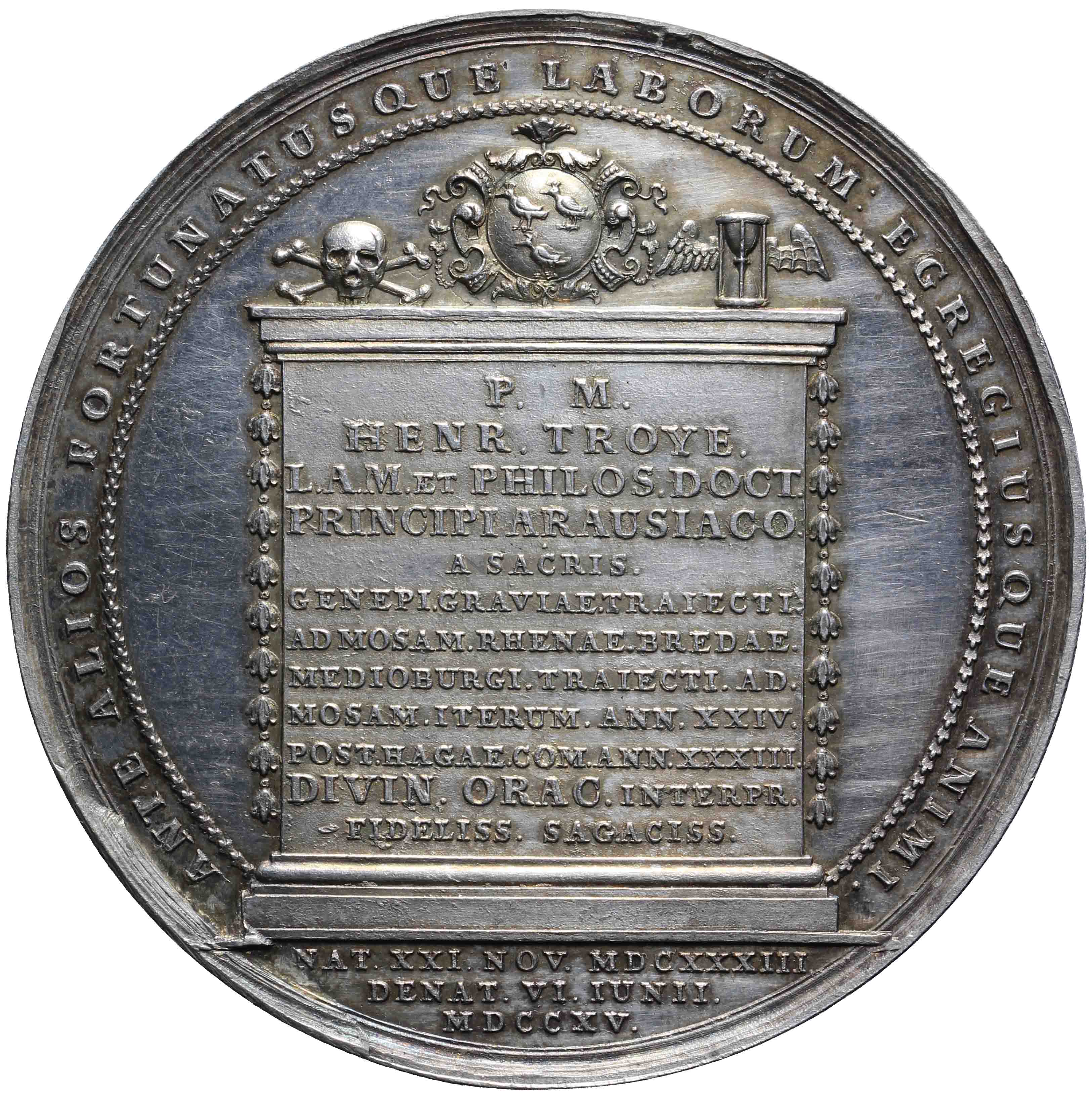 Afbeelding van de voorzijde. Overlijden Henricus Troye. Inventarisnummer:1958-0148