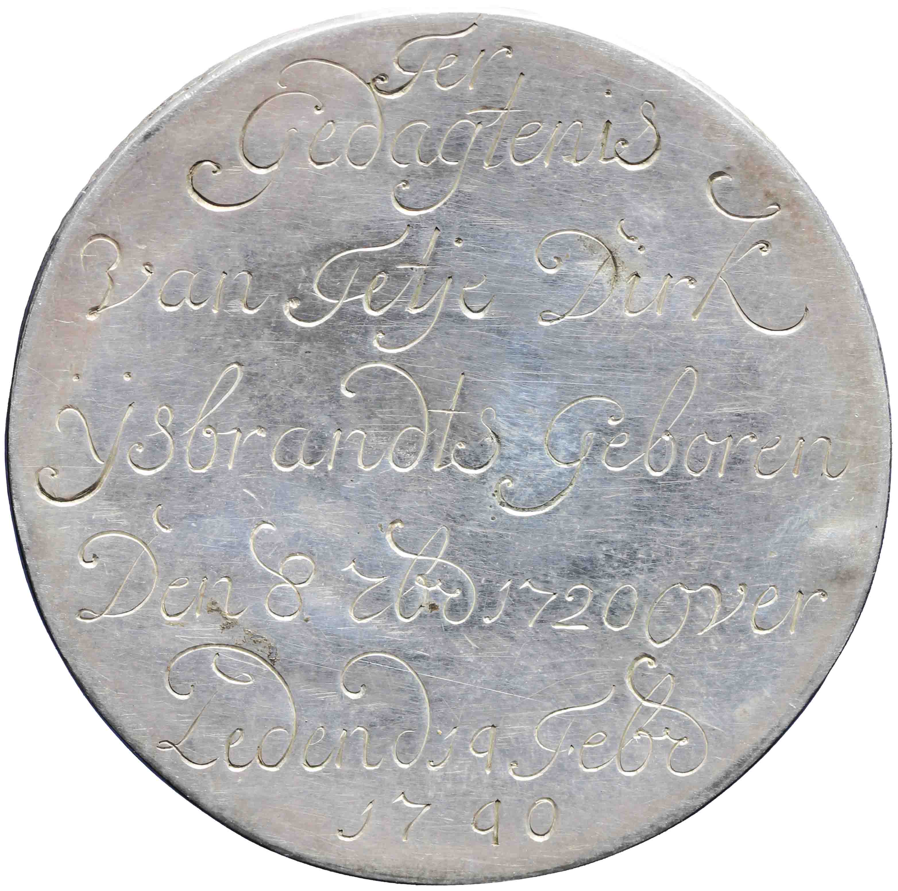 Afbeelding van de keerzijde. Overlijden Tetje Dirk IJsbrandts. Inventarisnummer:1958-0165