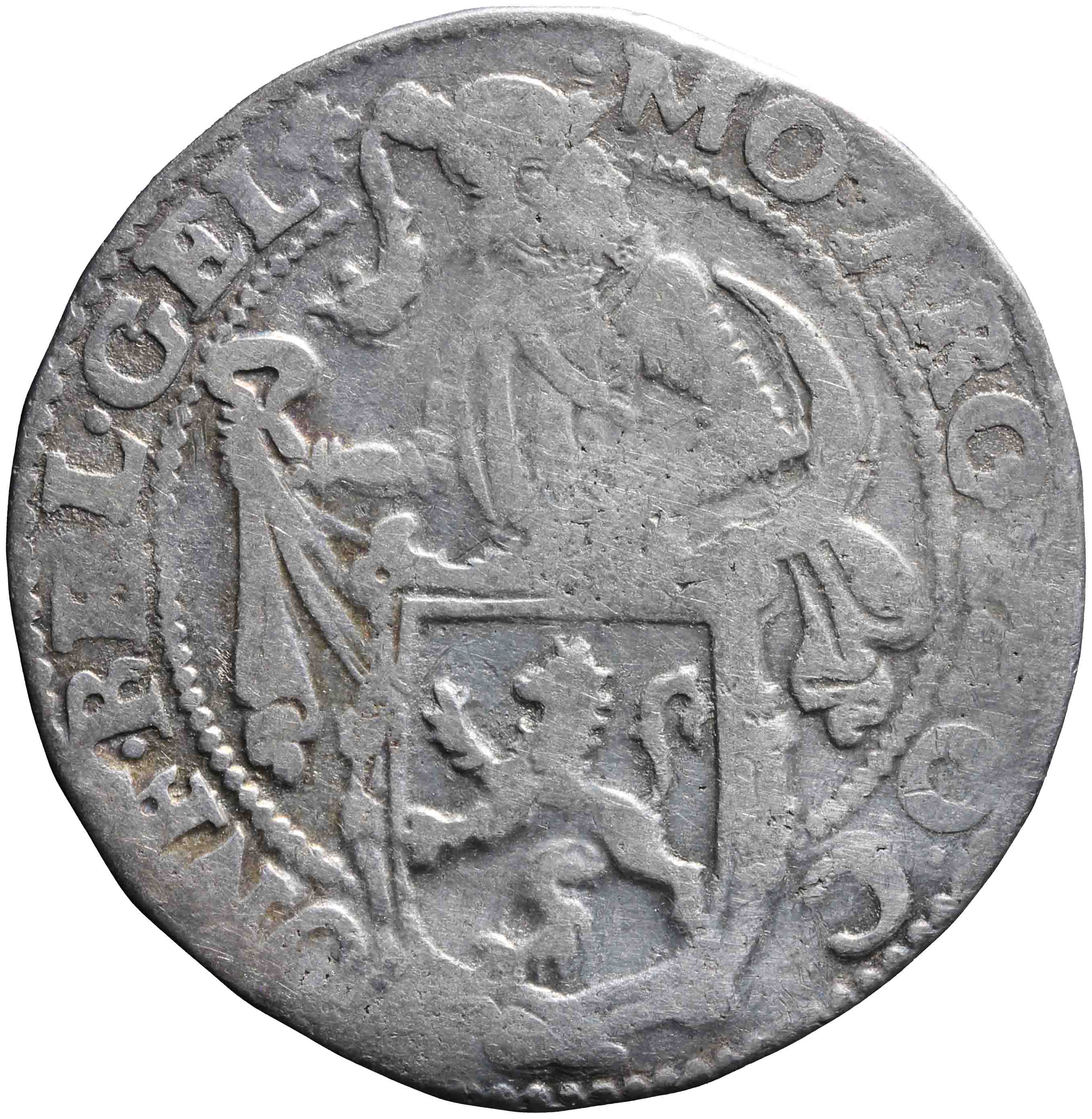 Afbeelding van de voorzijde. leeuwendaalder op Generaliteitsmuntvoet. Inventarisnummer:1958-0263