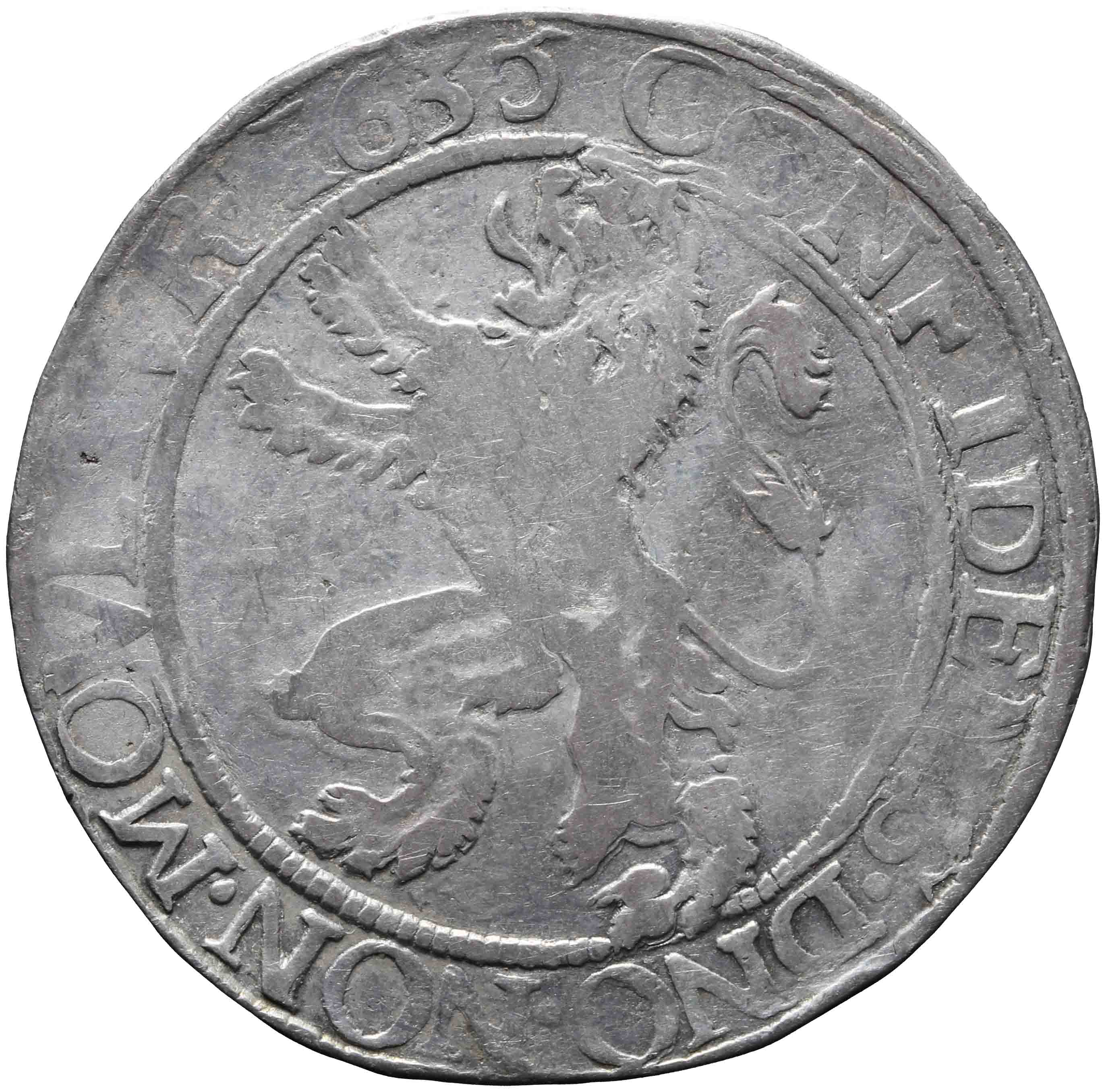 Afbeelding van de keerzijde. leeuwendaalder op Generaliteitsmuntvoet. Inventarisnummer:1958-0263