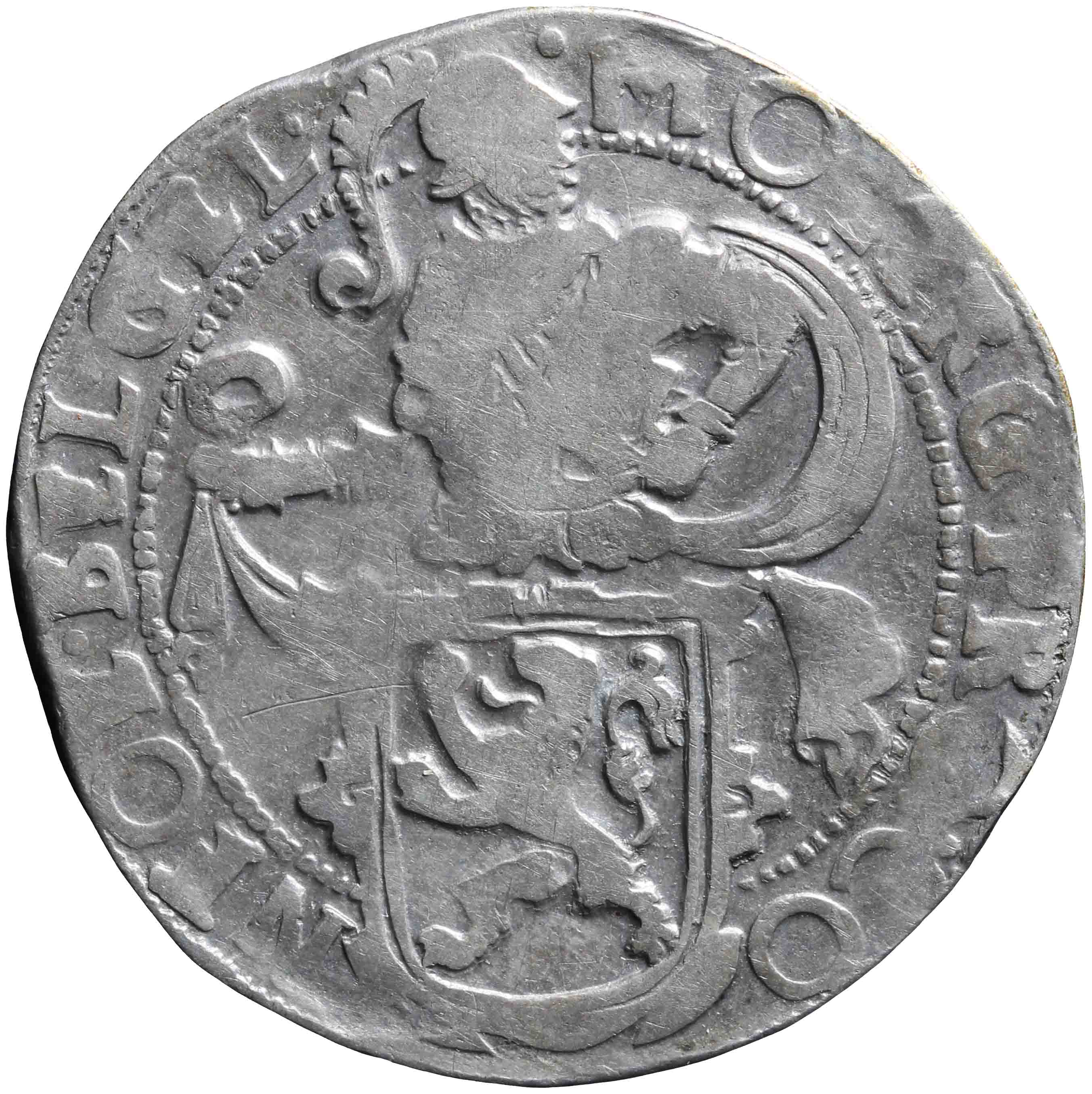 Afbeelding van de voorzijde. leeuwendaalder op Generaliteitsmuntvoet. Inventarisnummer:1958-0264