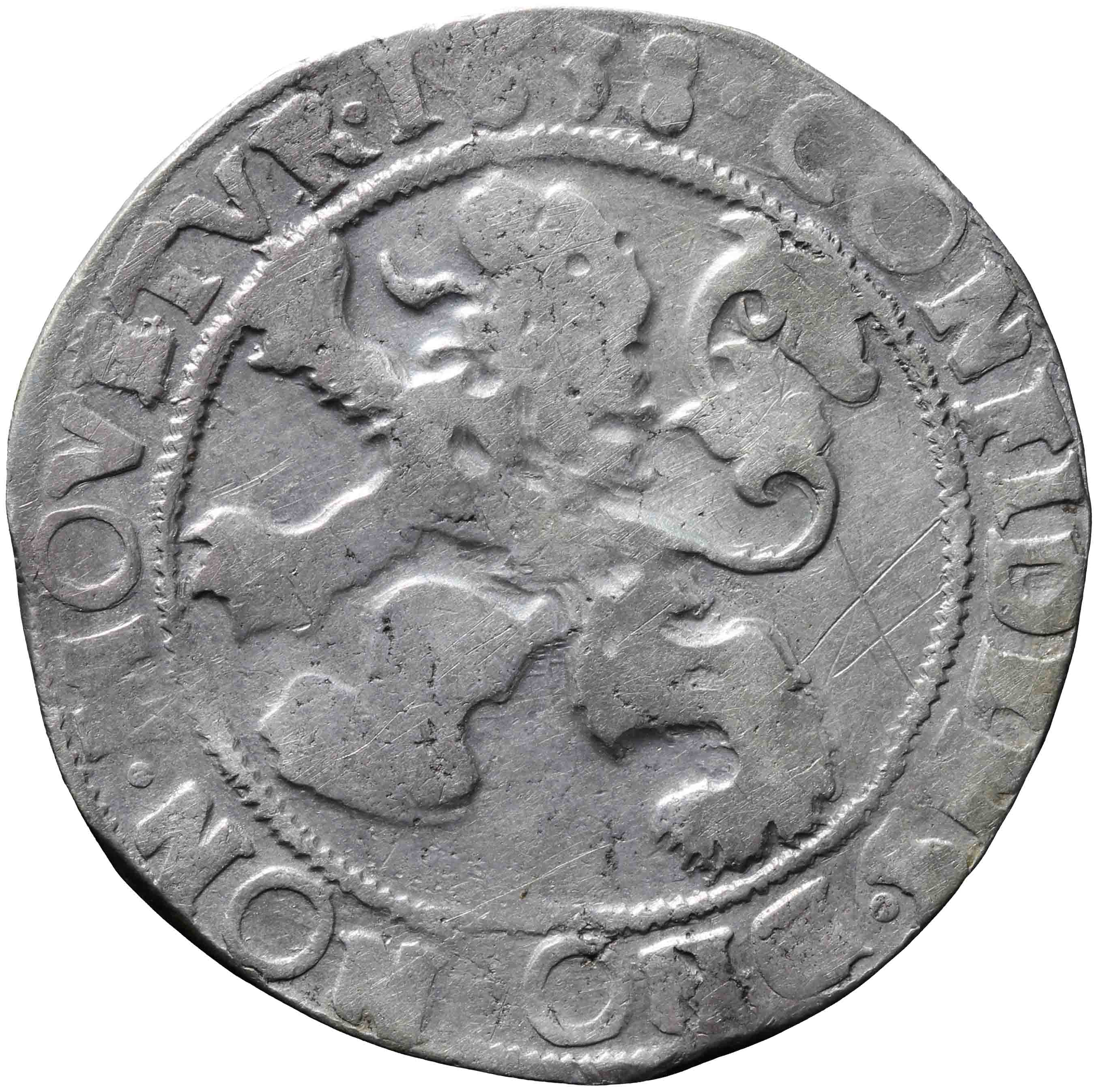 Afbeelding van de keerzijde. leeuwendaalder op Generaliteitsmuntvoet. Inventarisnummer:1958-0264