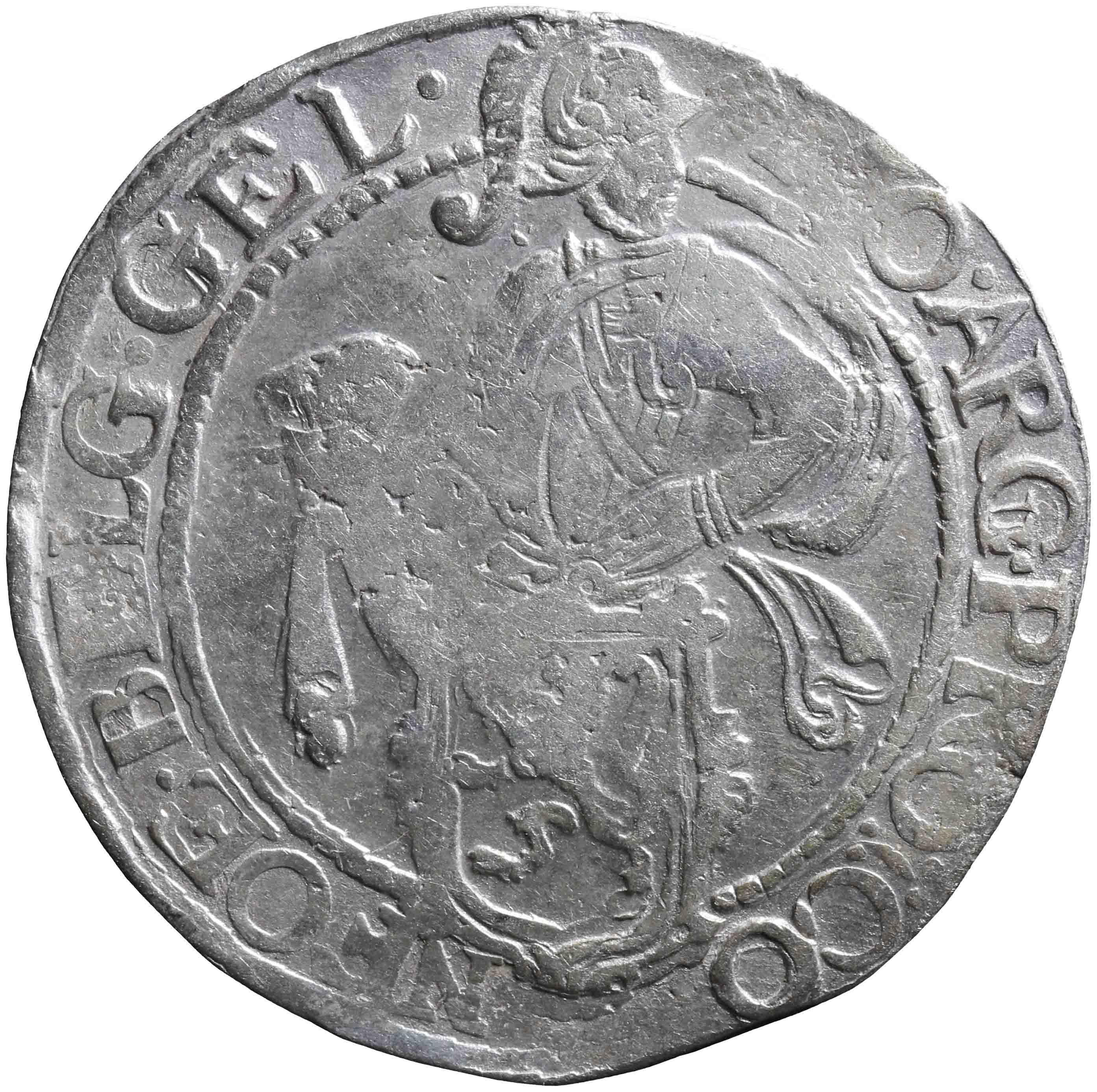 Afbeelding van de voorzijde. leeuwendaalder op Generaliteitsmuntvoet. Inventarisnummer:1959-0055