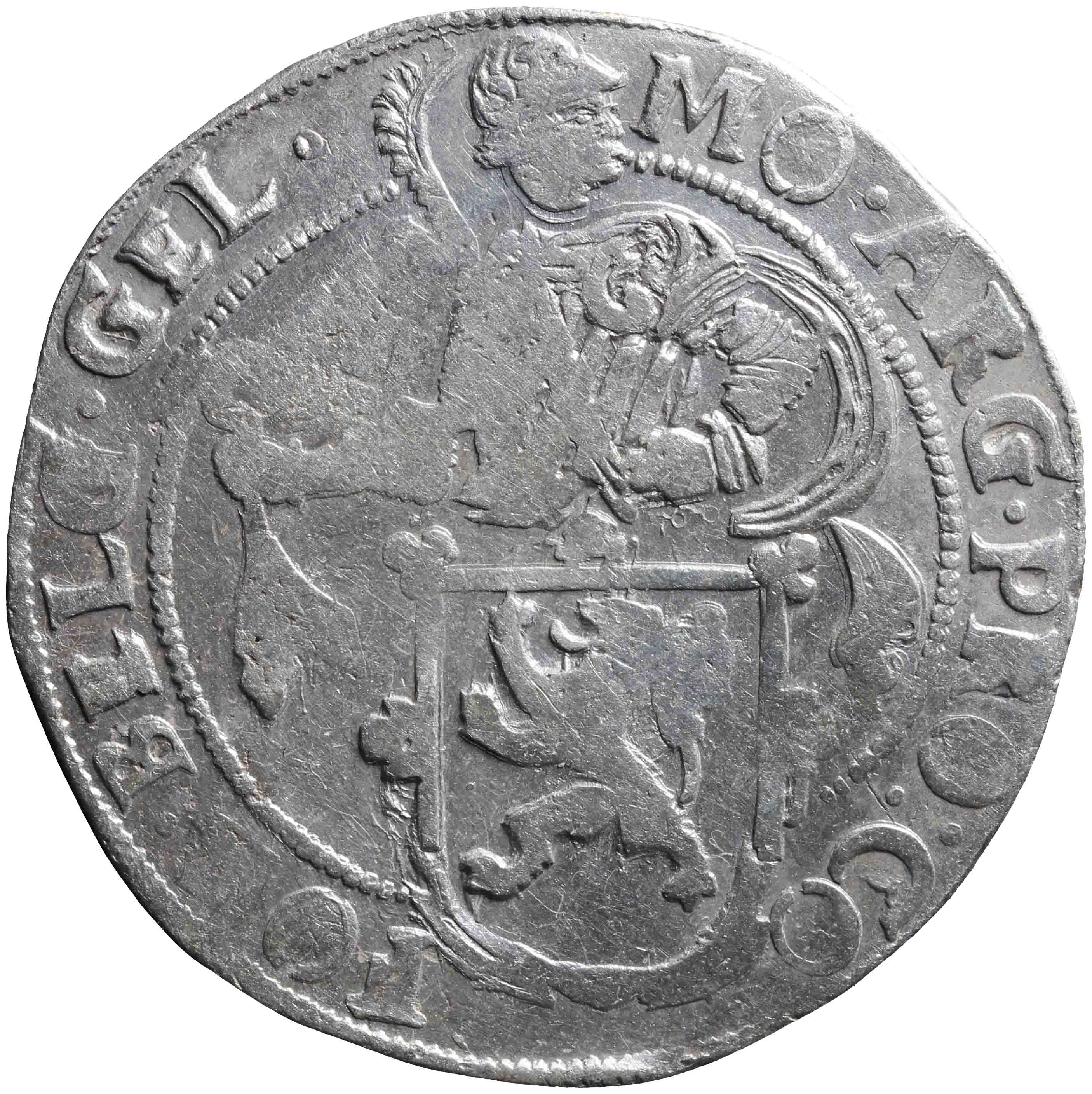 Afbeelding van de voorzijde. leeuwendaalder op Generaliteitsmuntvoet. Inventarisnummer:1959-0057