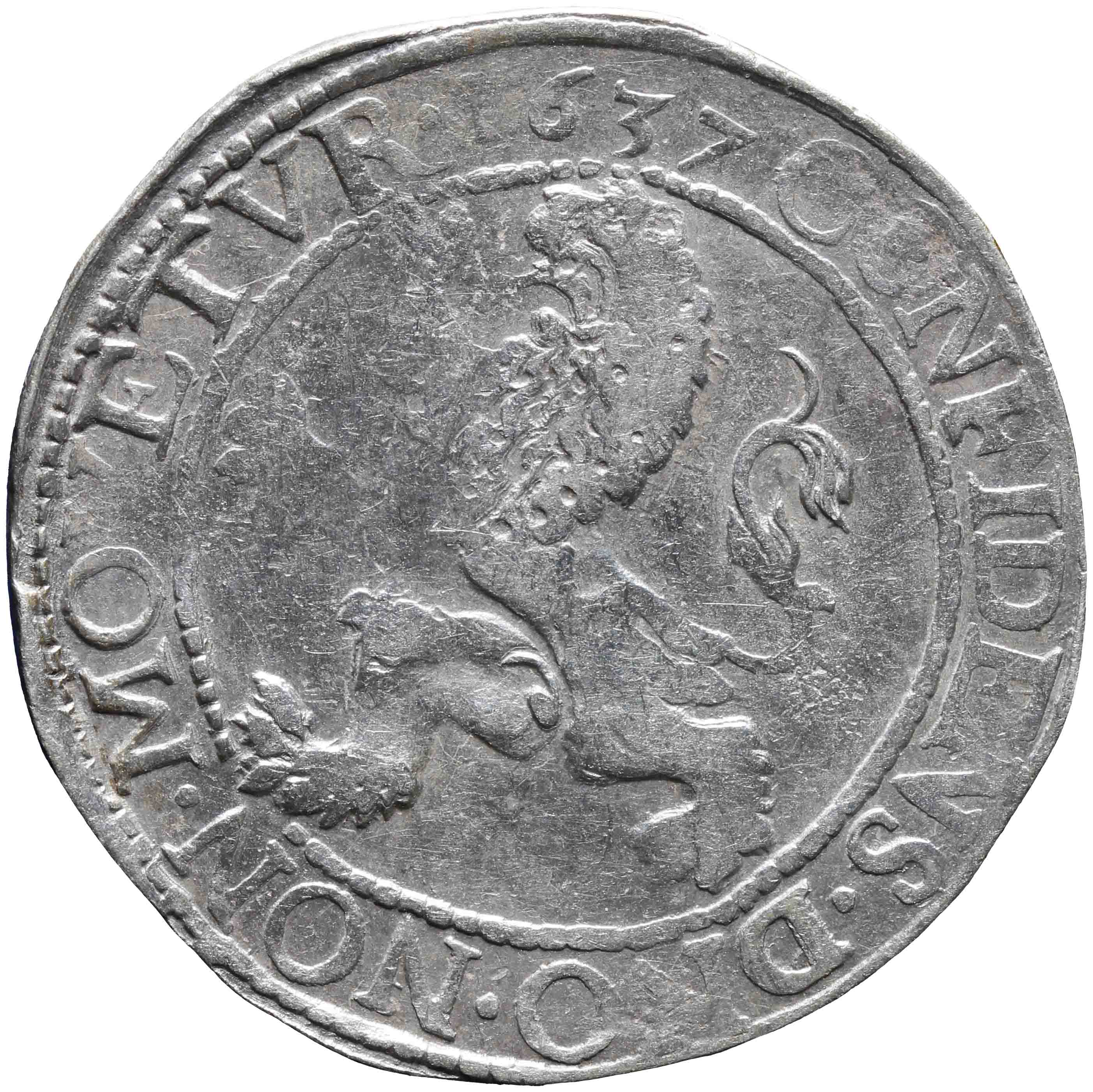 Afbeelding van de keerzijde. leeuwendaalder op Generaliteitsmuntvoet. Inventarisnummer:1959-0057