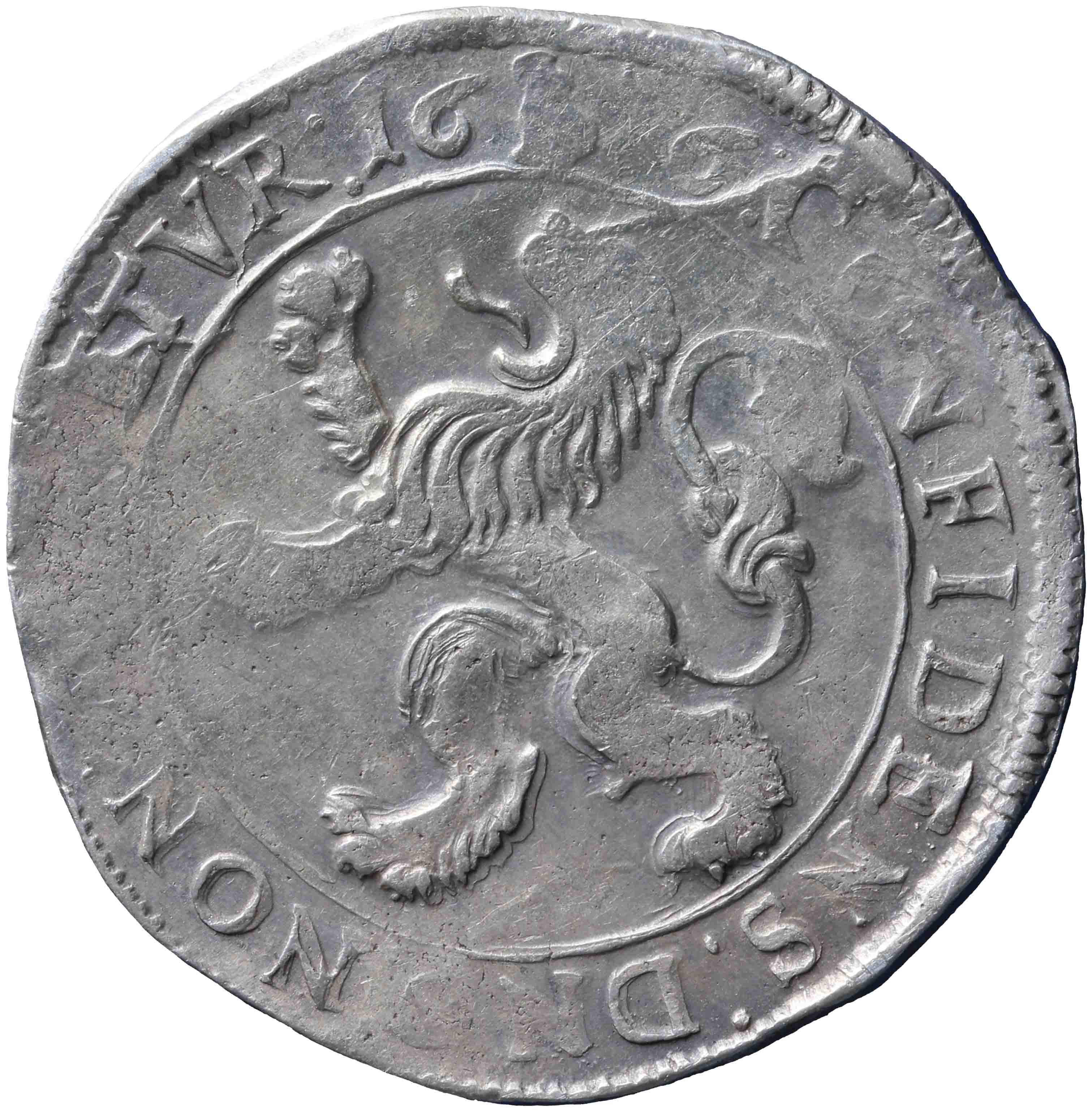 Afbeelding van de keerzijde. leeuwendaalder op Generaliteitsmuntvoet. Inventarisnummer:1960-0086