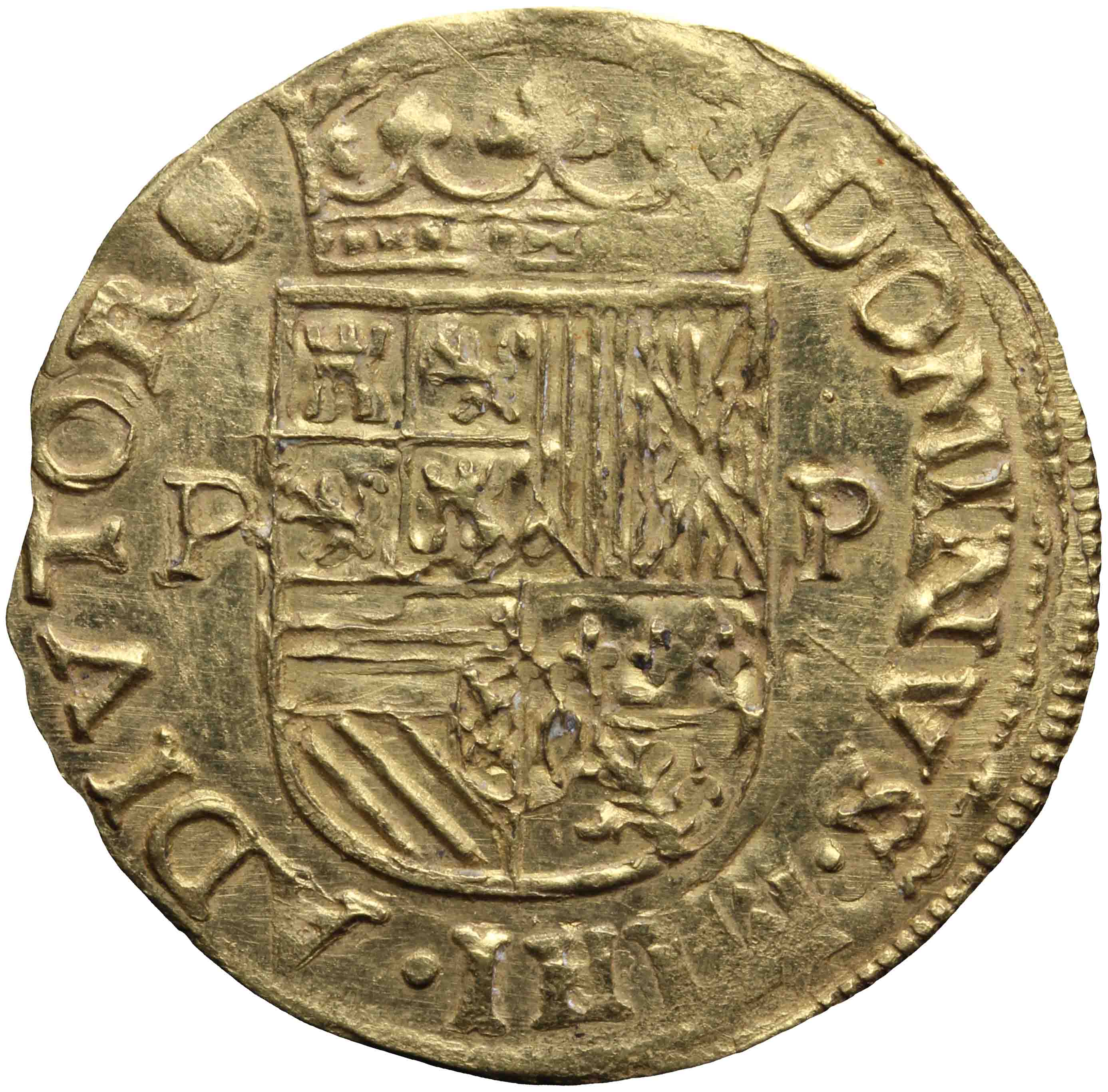 Afbeelding van de keerzijde. gouden kroon. Inventarisnummer:1960-0746