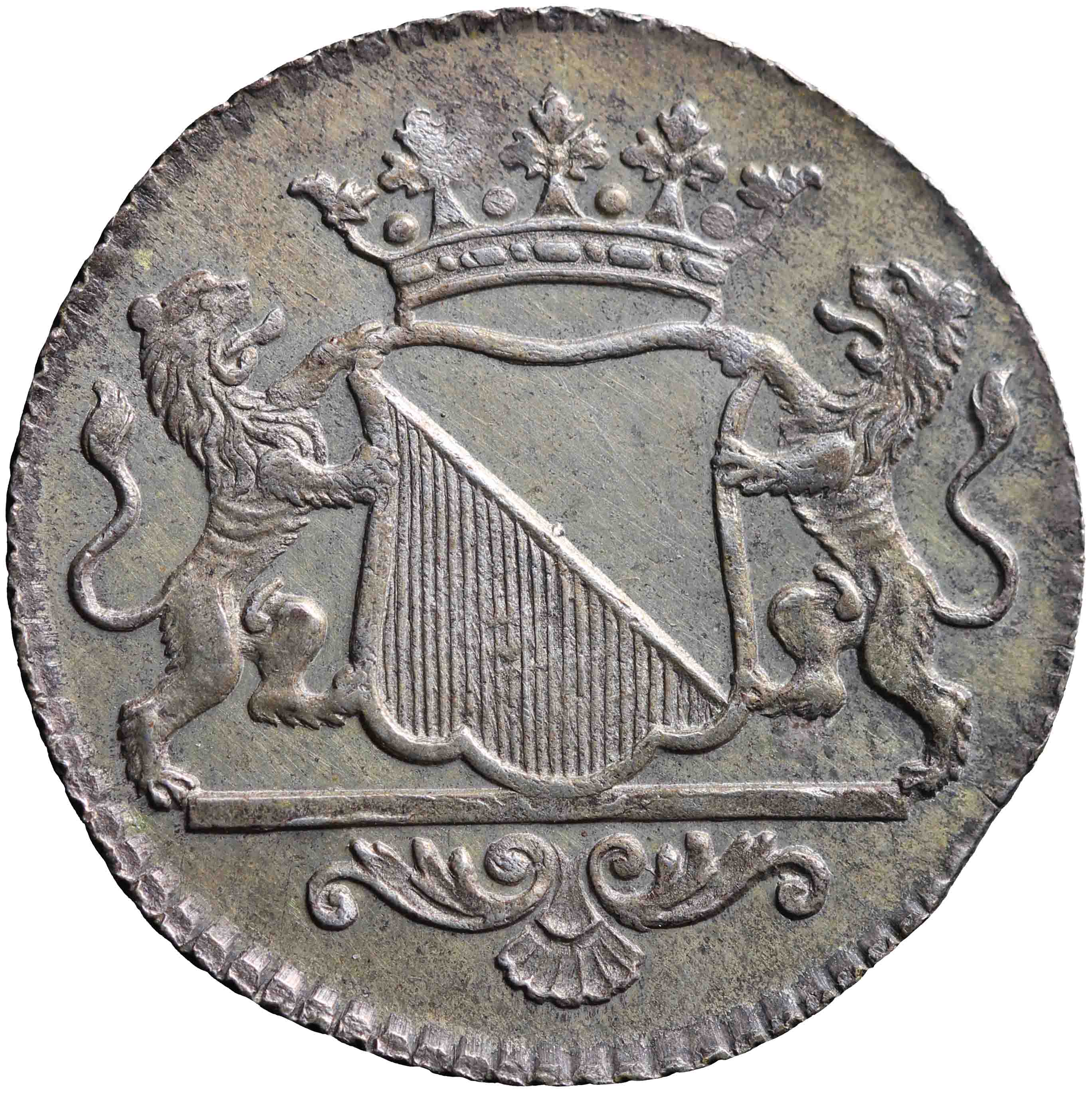 Afbeelding van de voorzijde. duit. Inventarisnummer:1960-0758