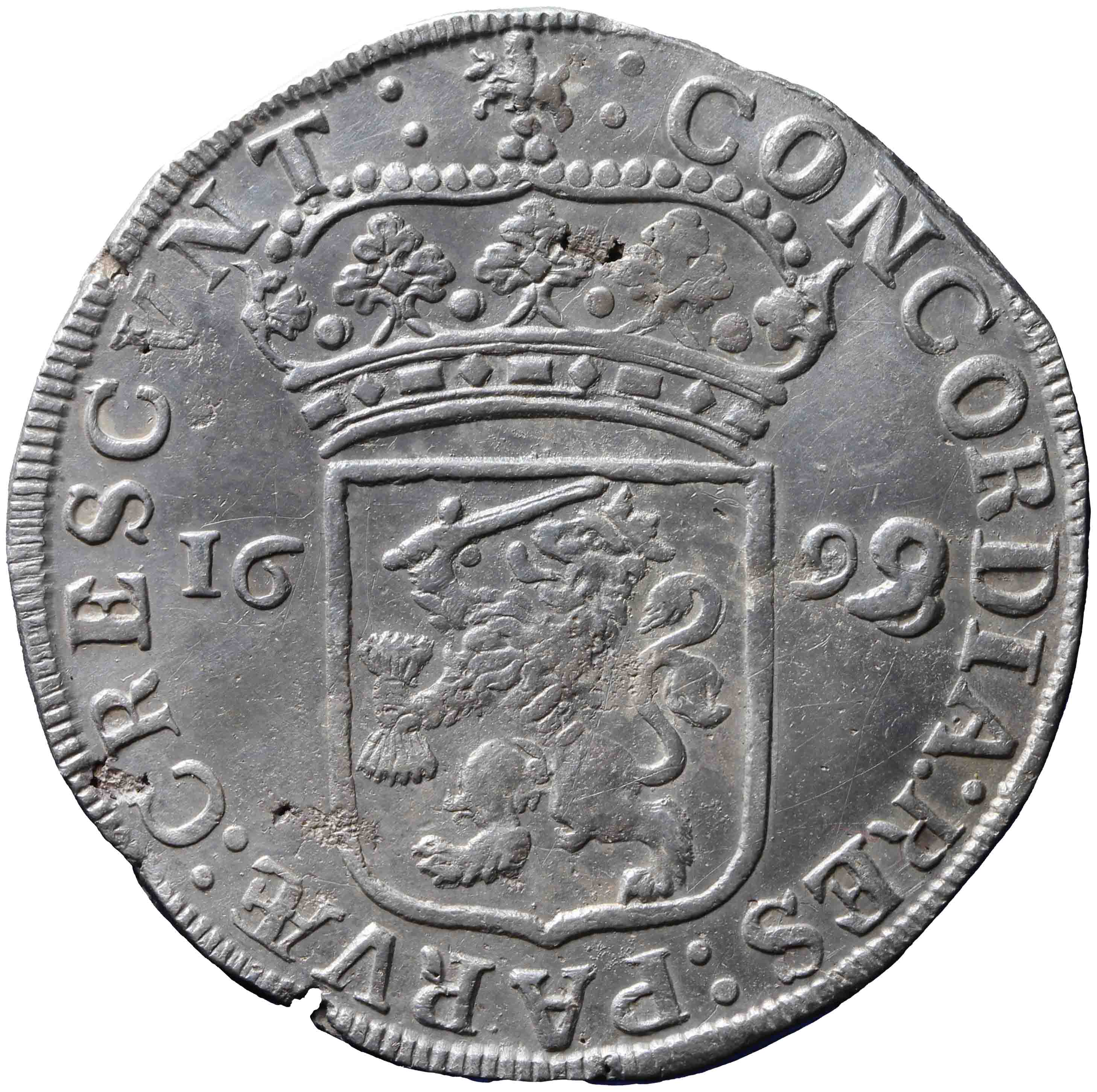 Afbeelding van de keerzijde. zilveren dukaat. Inventarisnummer:1963-0166