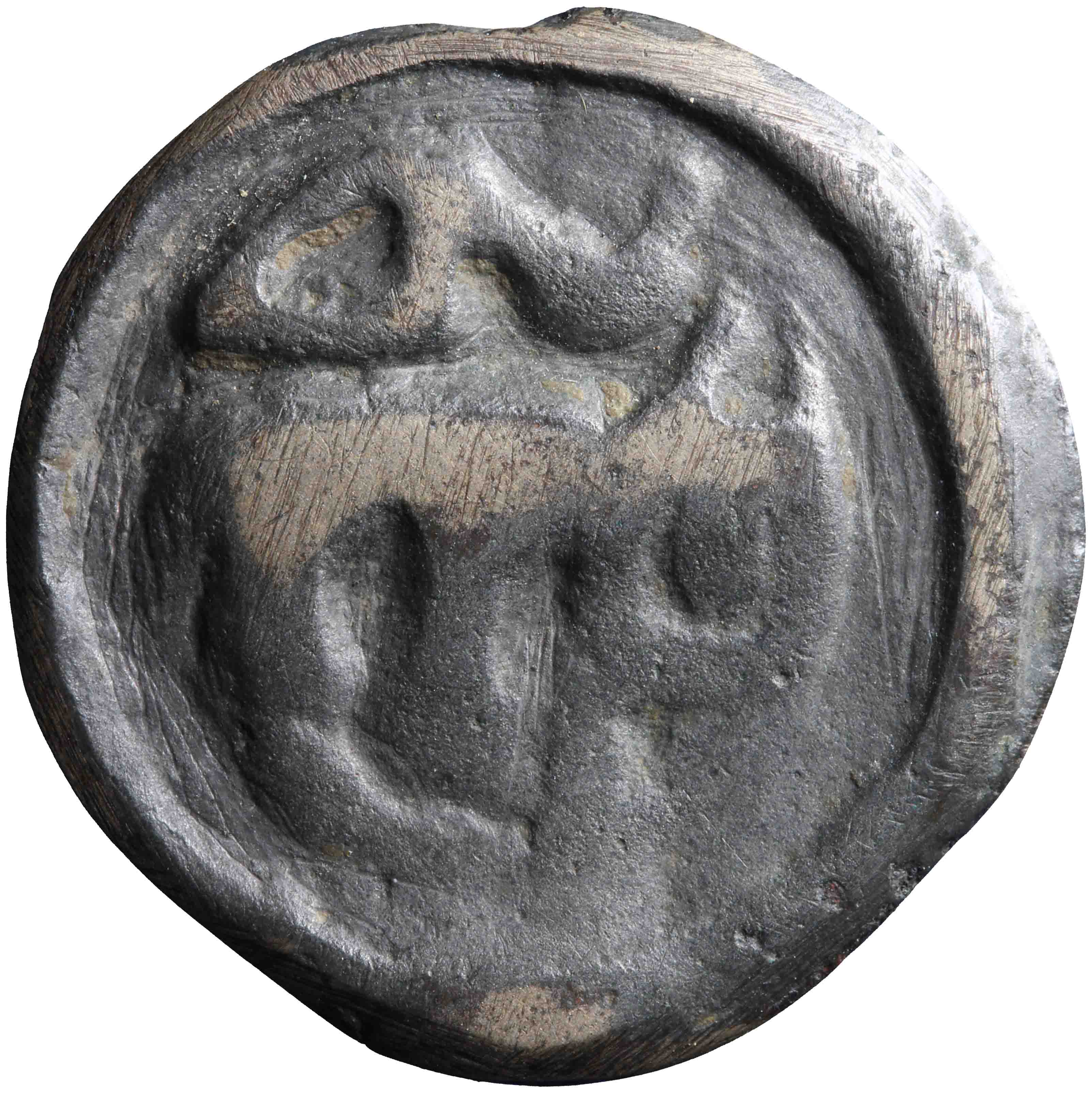 Afbeelding van de keerzijde. AE 20 mm. Inventarisnummer:1964-0434