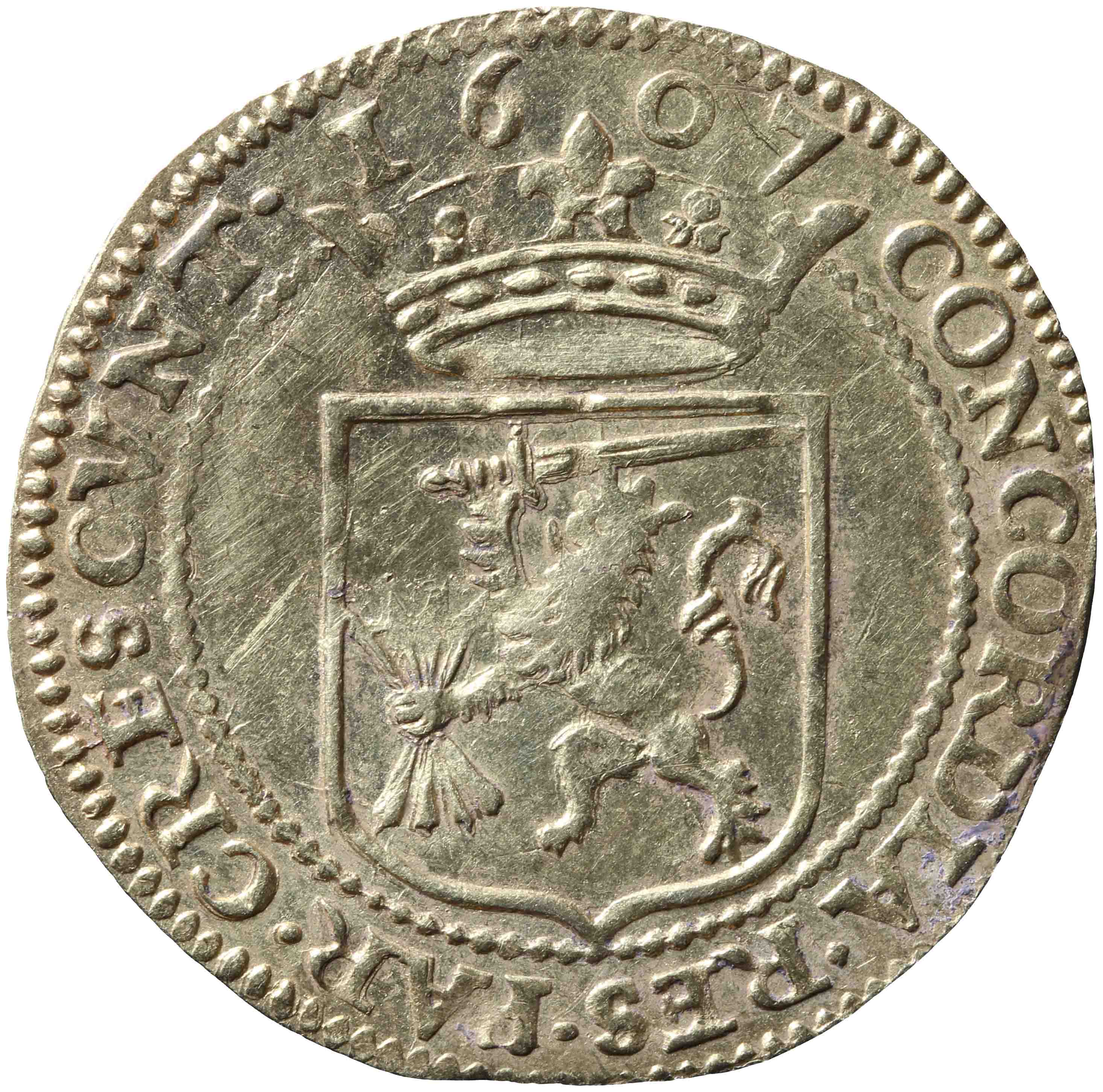 Afbeelding van de keerzijde. halve grote gouden  rijder. Inventarisnummer:1966-0216