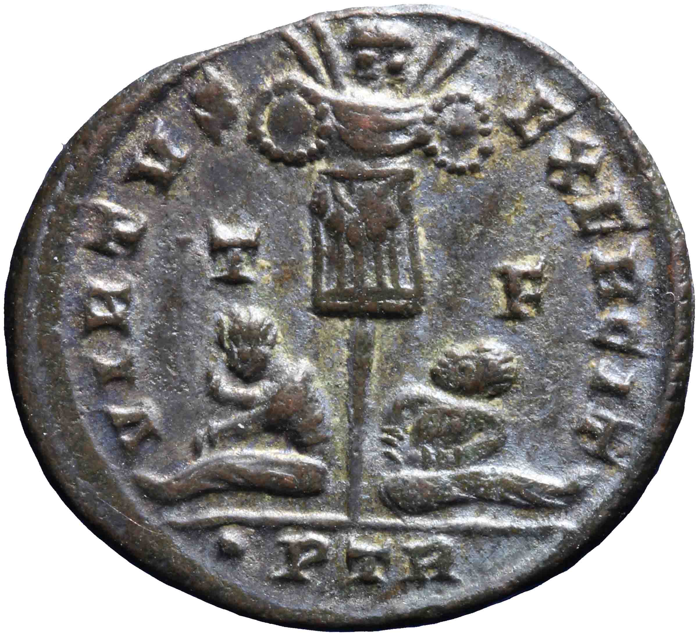 Afbeelding van de keerzijde. nummus. Inventarisnummer:1967-0187