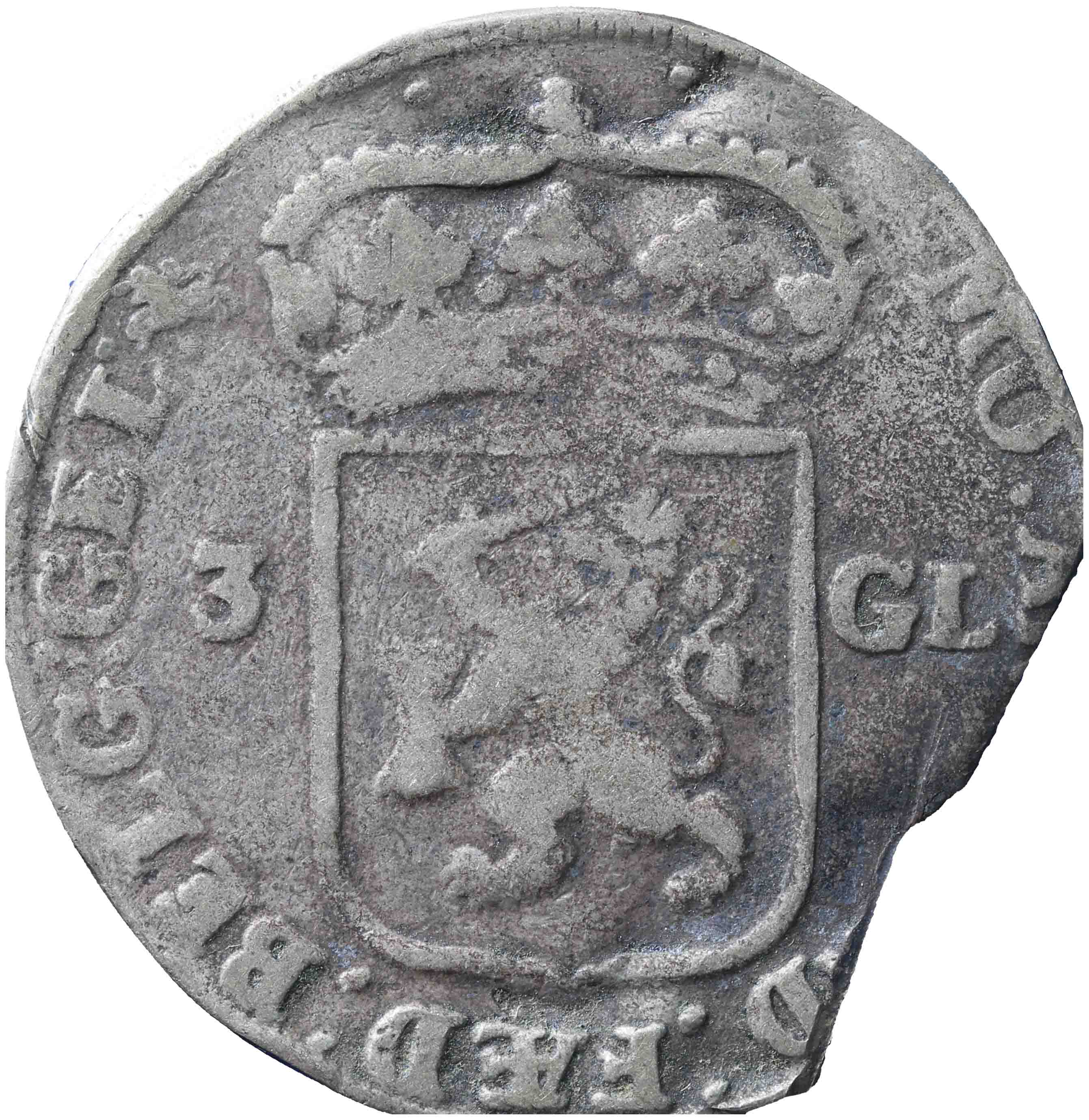 Afbeelding van de keerzijde. Generaliteits drie gulden. Inventarisnummer:1967-0663