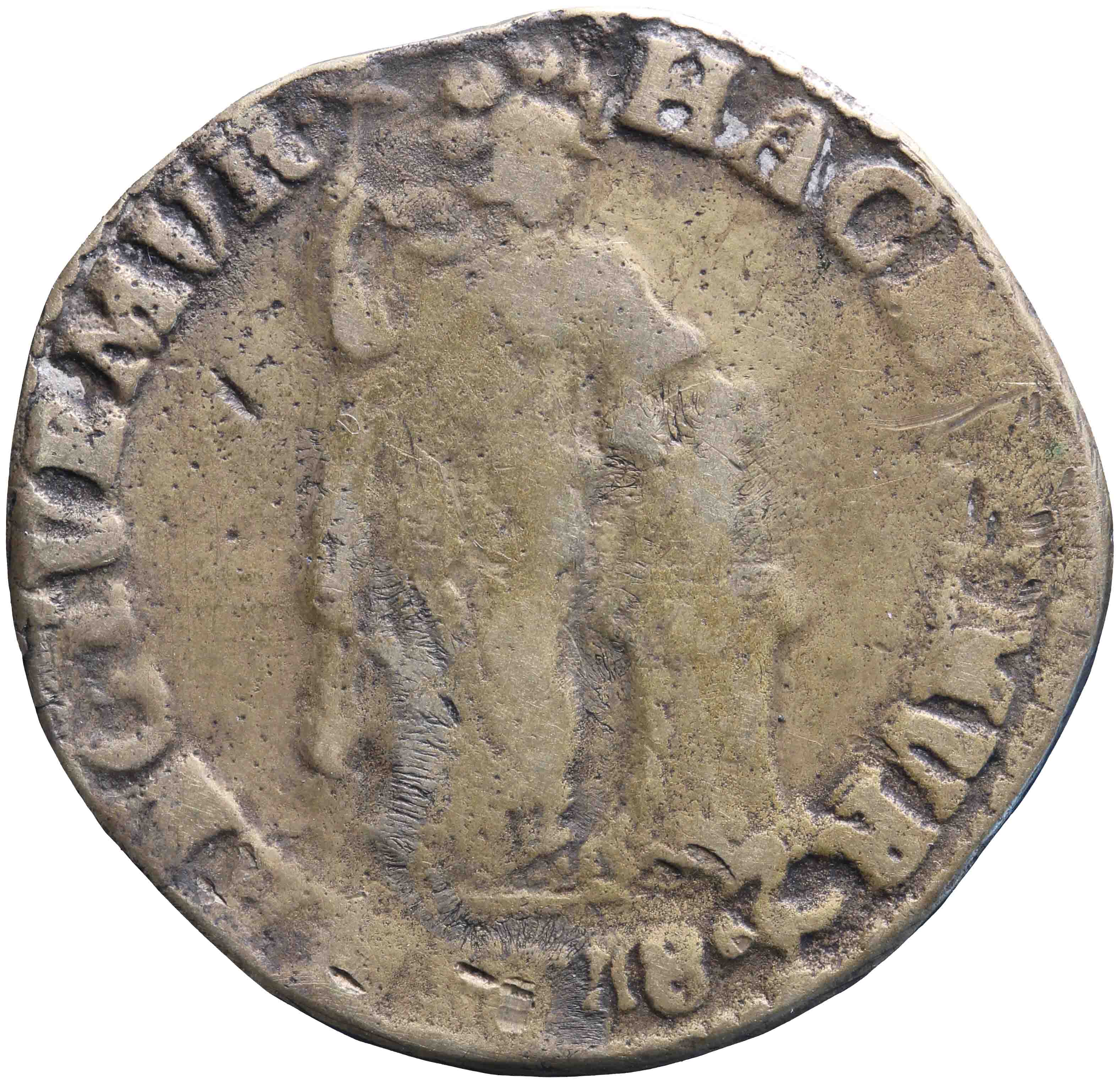 Afbeelding van de voorzijde. Generaliteits gulden. Inventarisnummer:1967-0701
