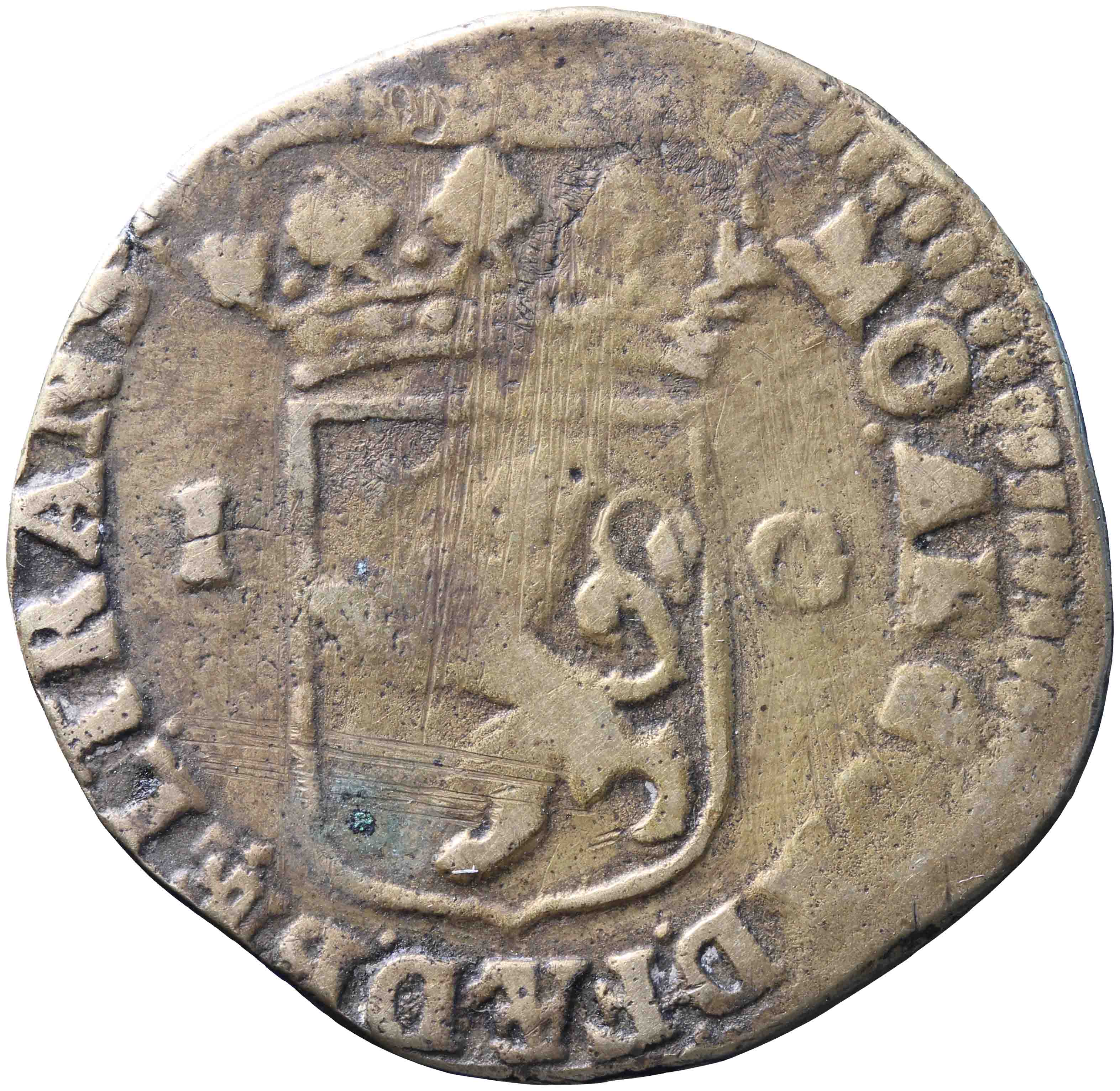 Afbeelding van de keerzijde. Generaliteits gulden. Inventarisnummer:1967-0701