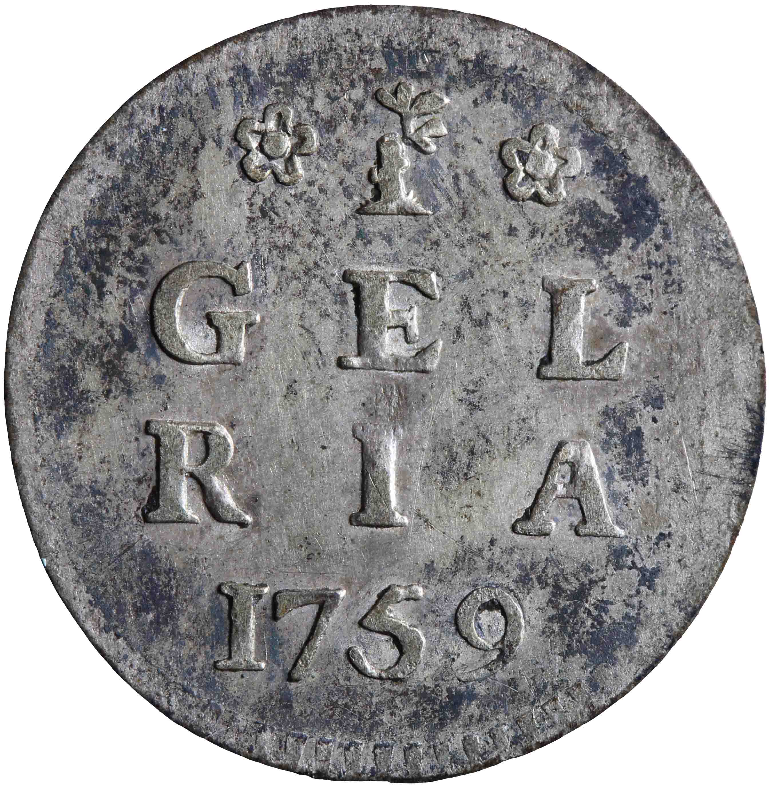 Afbeelding van de keerzijde. stuiver. Inventarisnummer:1967-1102