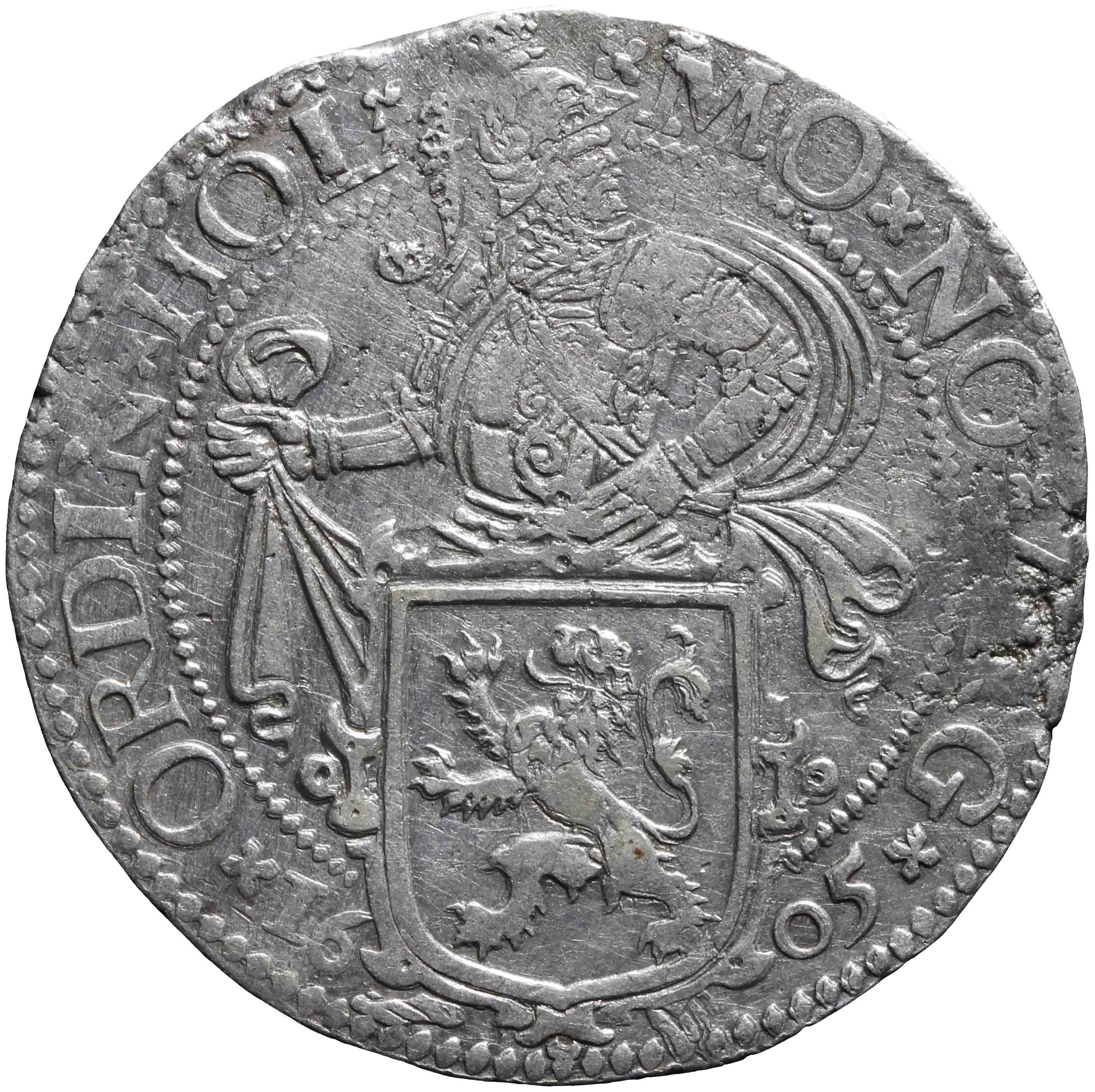 Afbeelding van de voorzijde. leeuwendaalder op Hollandse muntvoet. Inventarisnummer:1968-0116