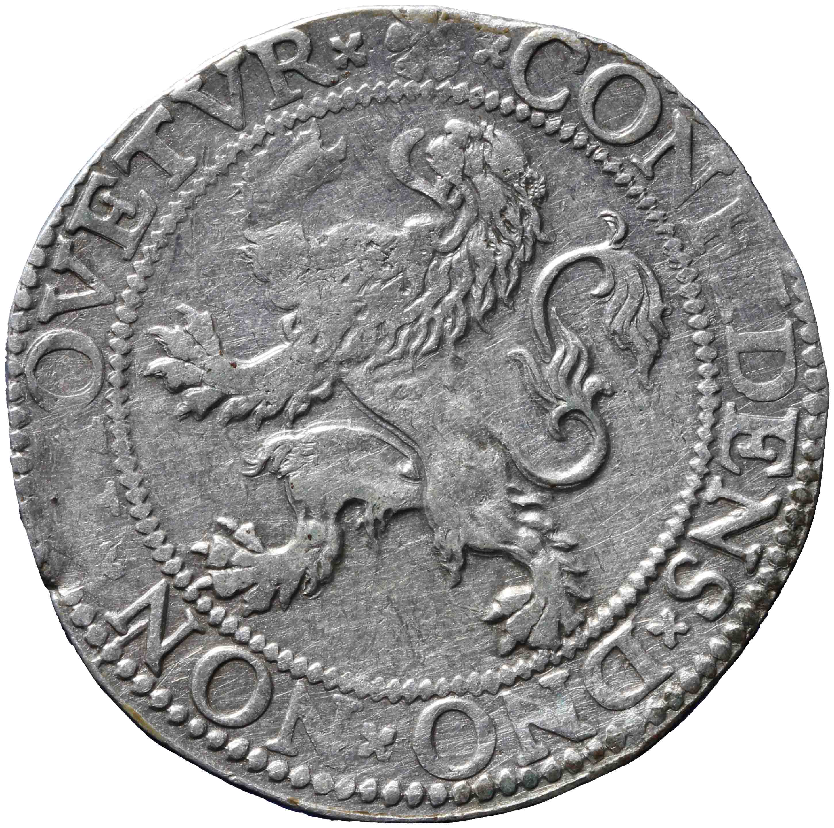 Afbeelding van de keerzijde. leeuwendaalder op Hollandse muntvoet. Inventarisnummer:1968-0116