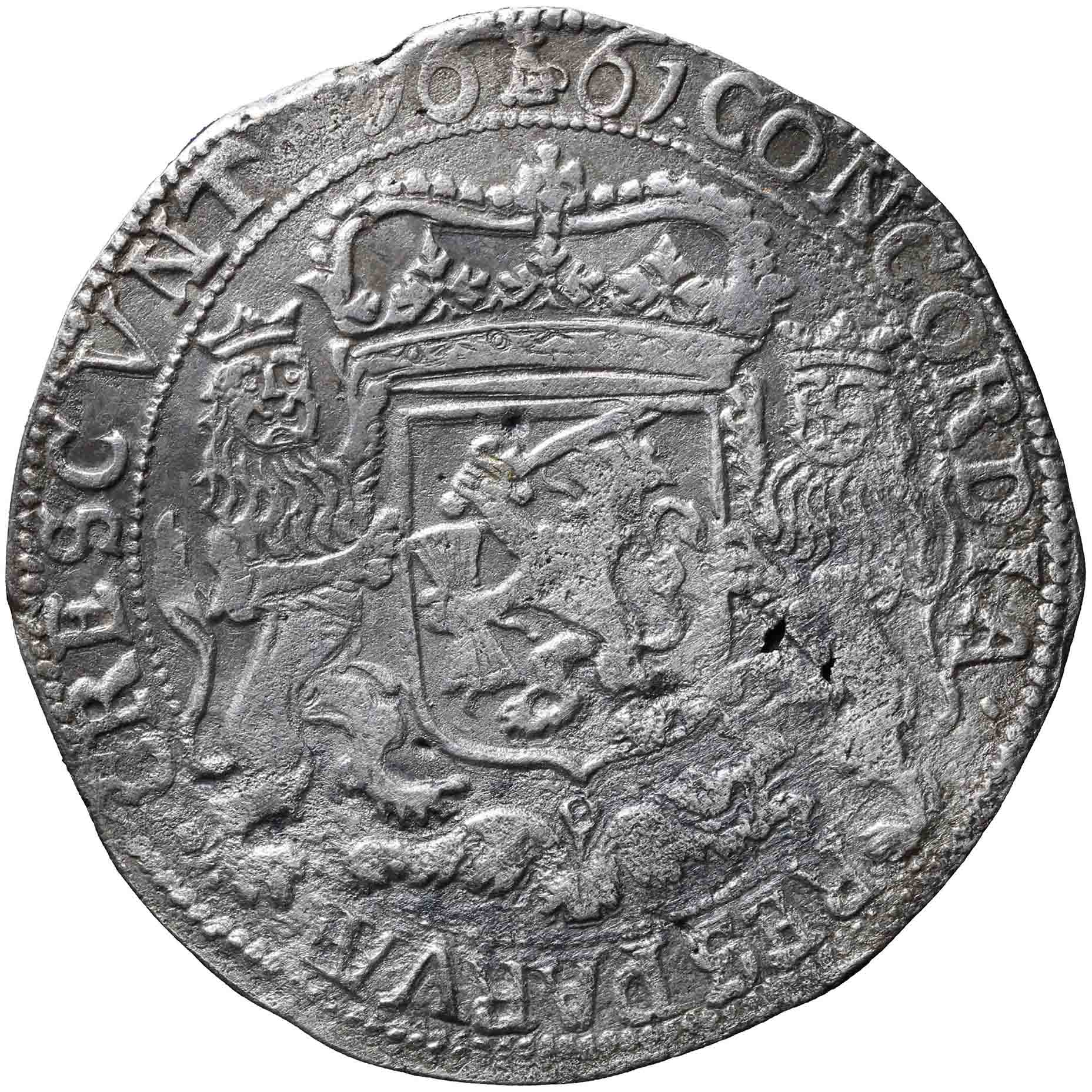 Afbeelding van de keerzijde. zilveren rijder of dukaton. Inventarisnummer:1969-0710