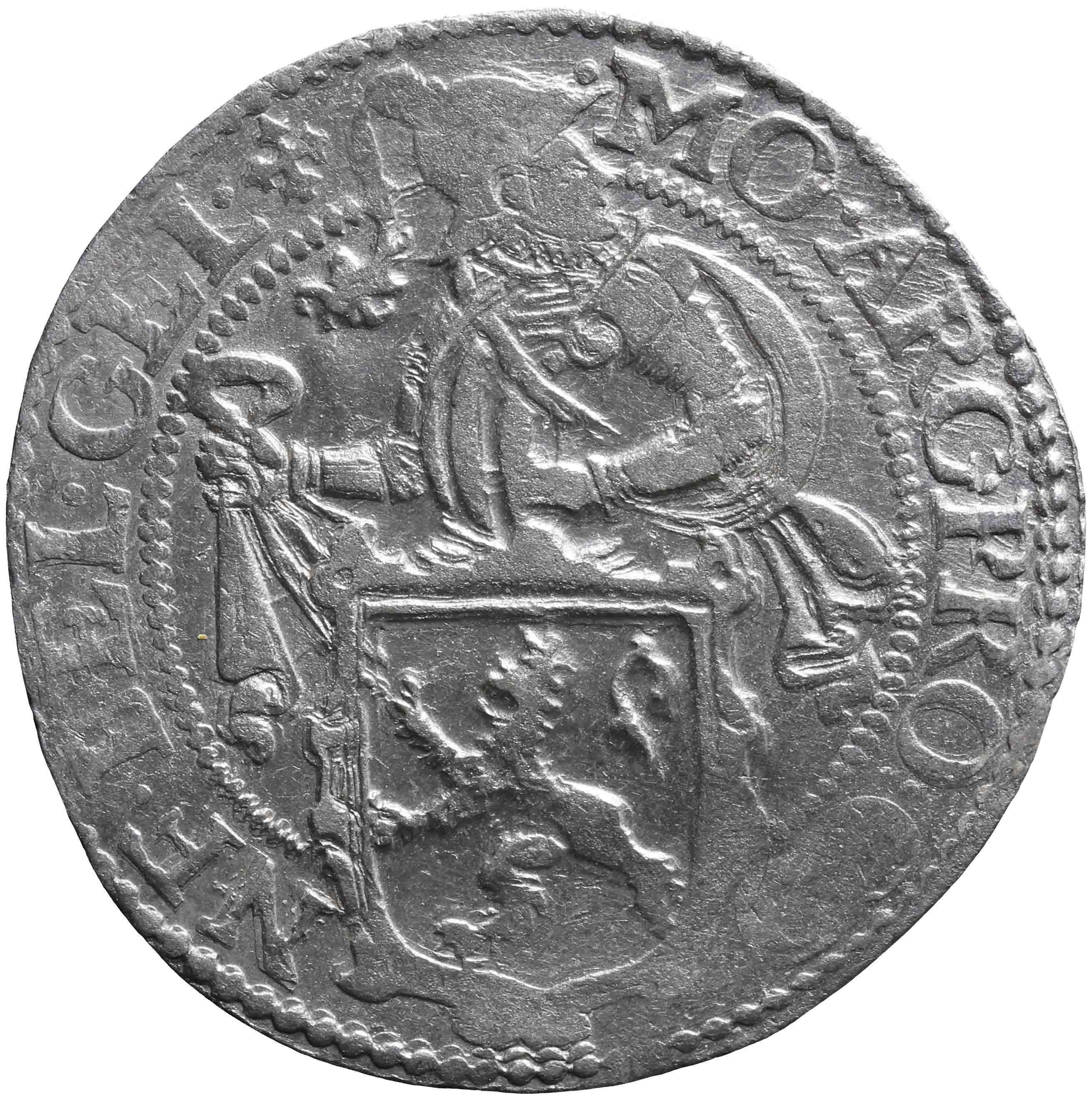 Afbeelding van de voorzijde. leeuwendaalder op Generaliteitsmuntvoet. Inventarisnummer:1970-0269