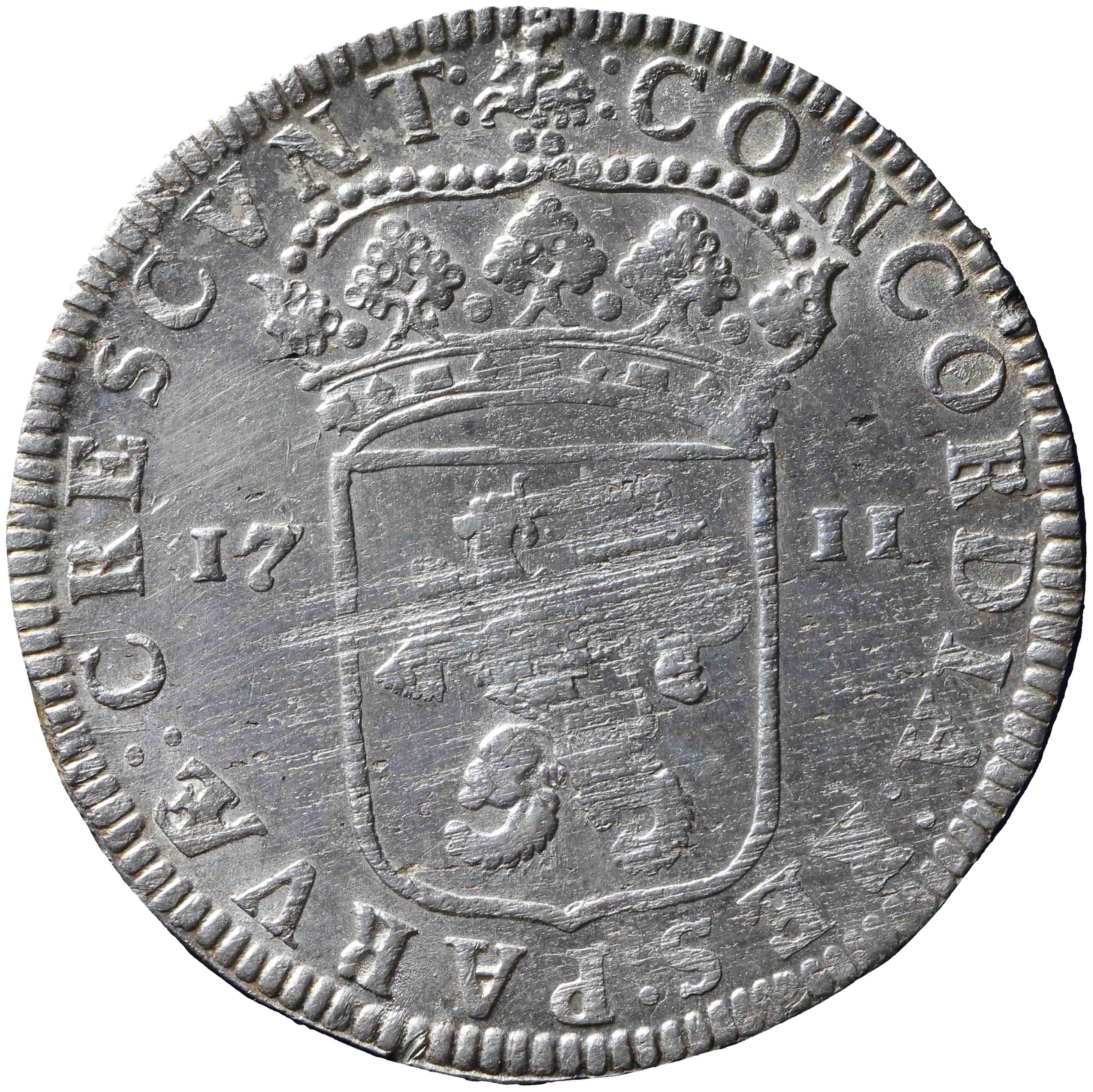 Afbeelding van de keerzijde. zilveren dukaat. Inventarisnummer:1970-0291