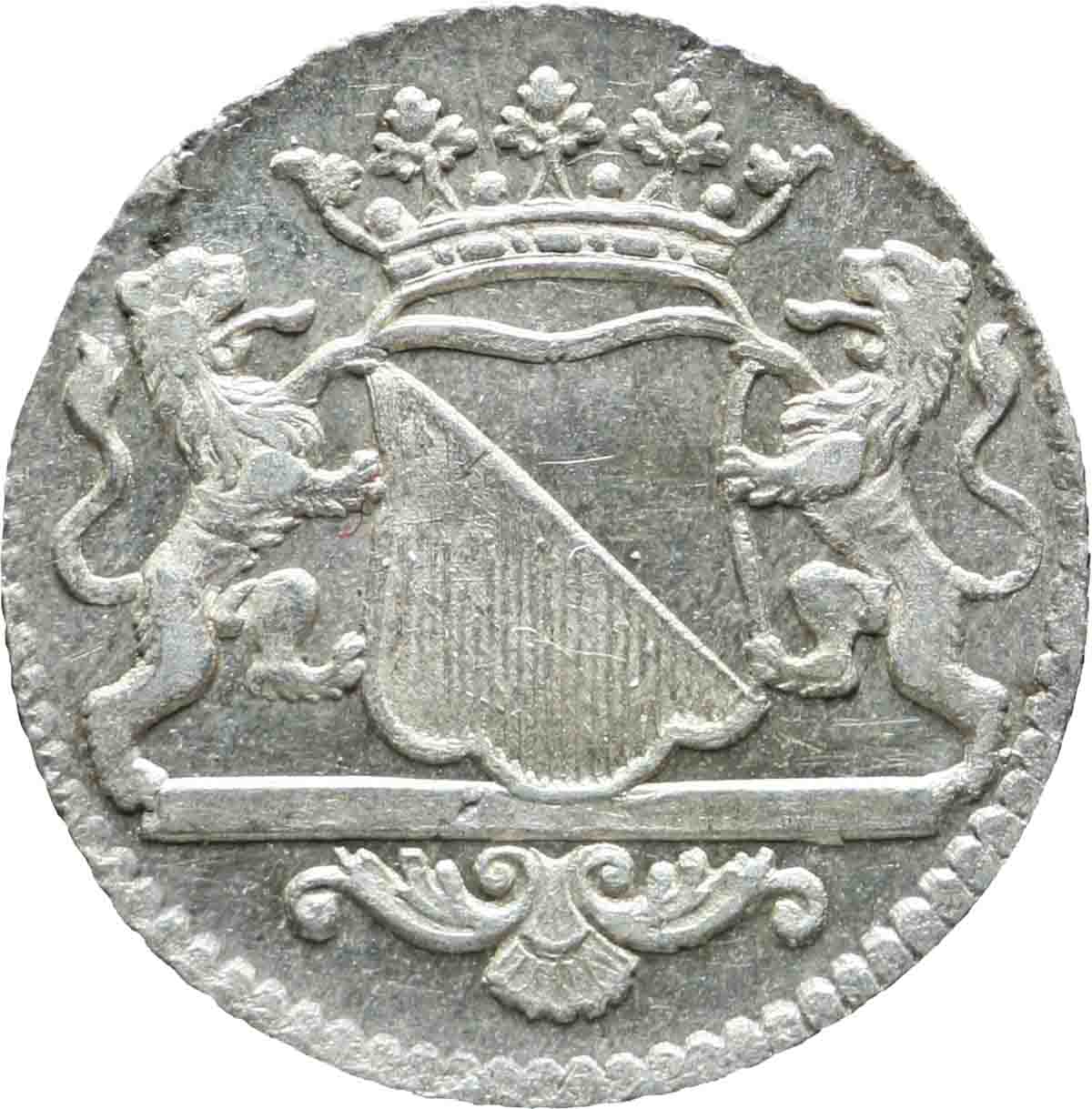 Afbeelding van de voorzijde. duit. Inventarisnummer:1971-0234