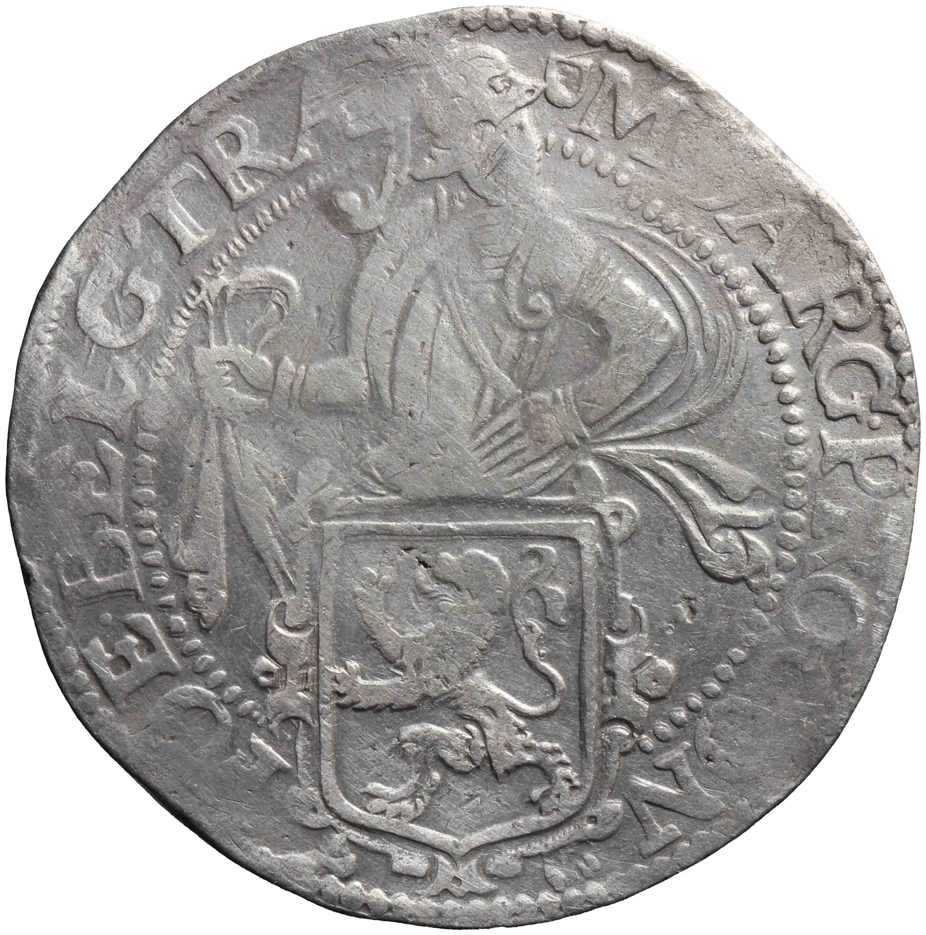 Afbeelding van de voorzijde. leeuwendaalder. Inventarisnummer:1972-0302