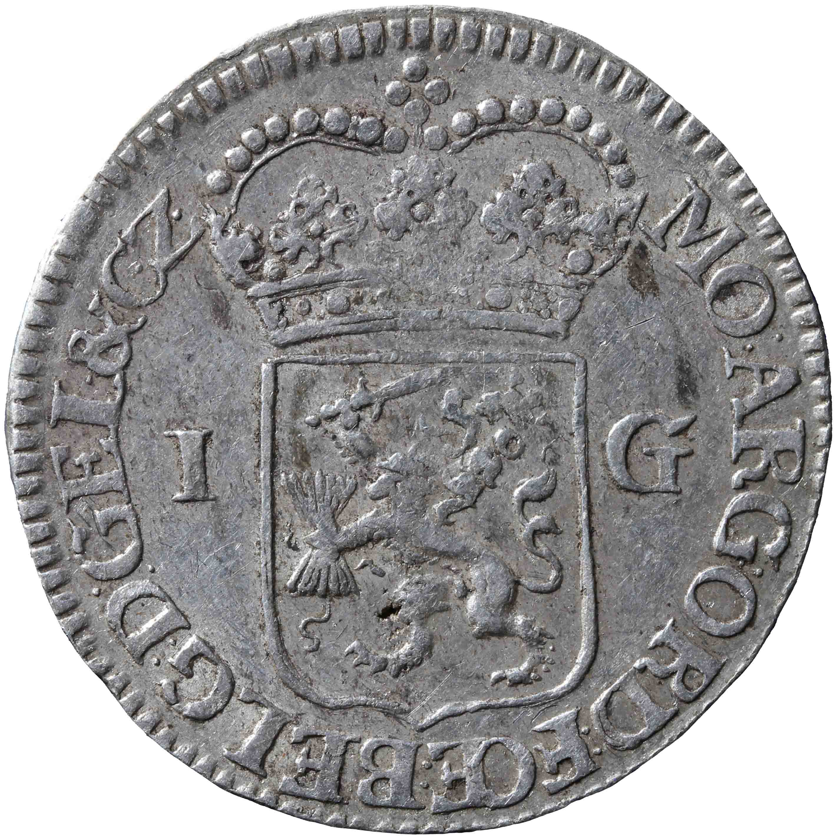 Afbeelding van de keerzijde. Generaliteitsgulden. Inventarisnummer:1973-0225