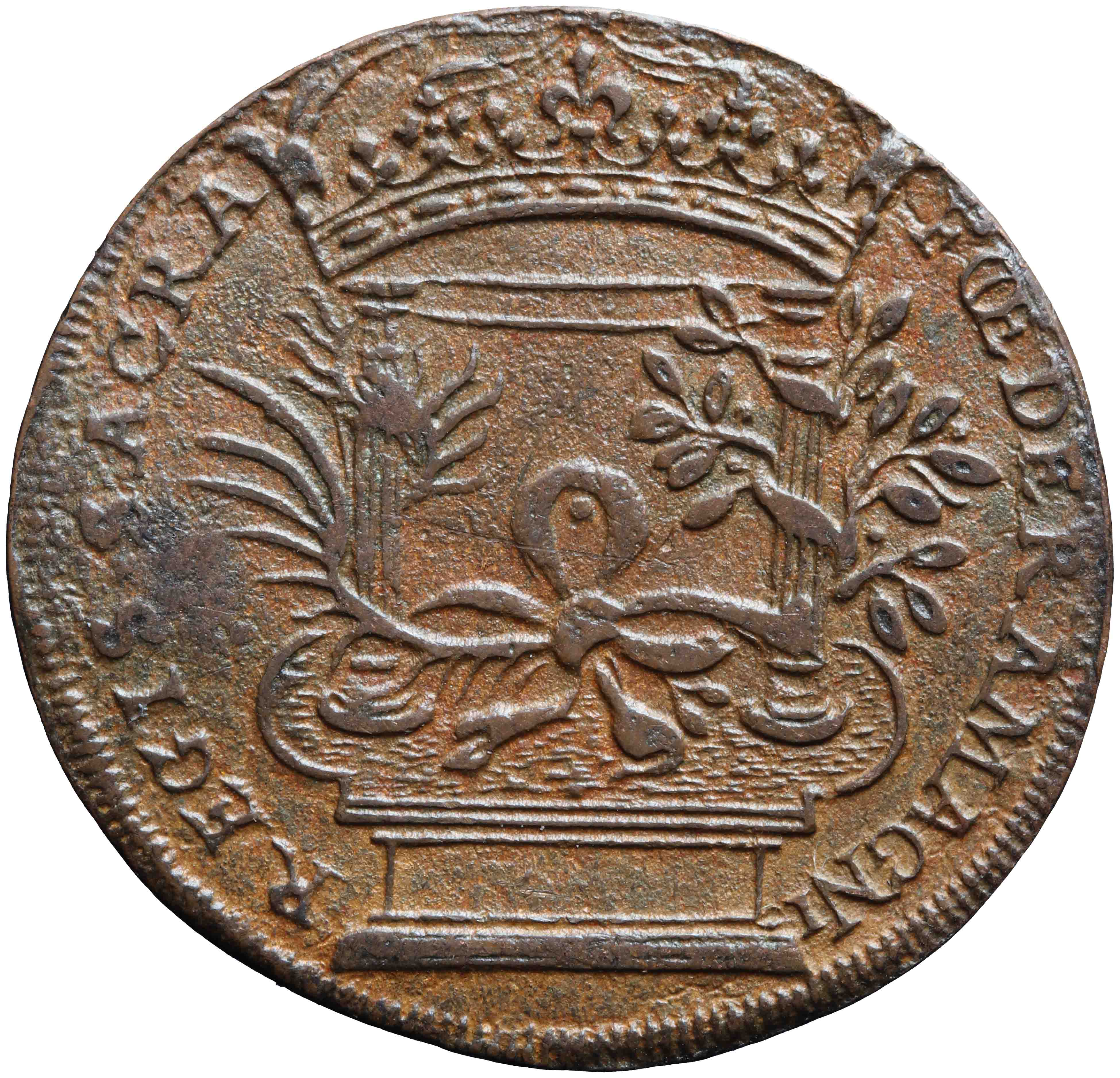 Afbeelding van de keerzijde. rekenpenning. Inventarisnummer:1973-0282