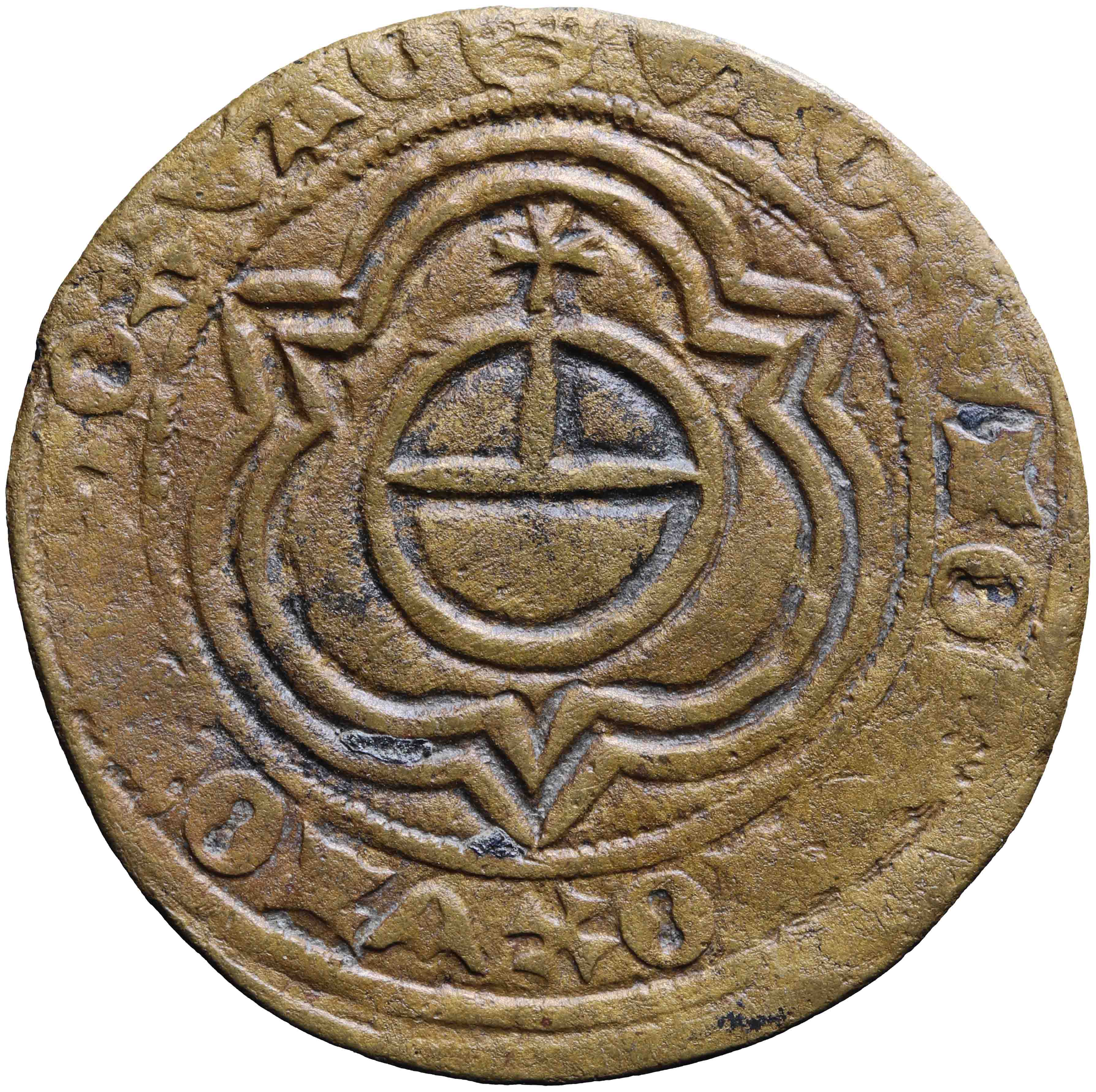 Afbeelding van de keerzijde. rekenpenning. Inventarisnummer:1974-0232