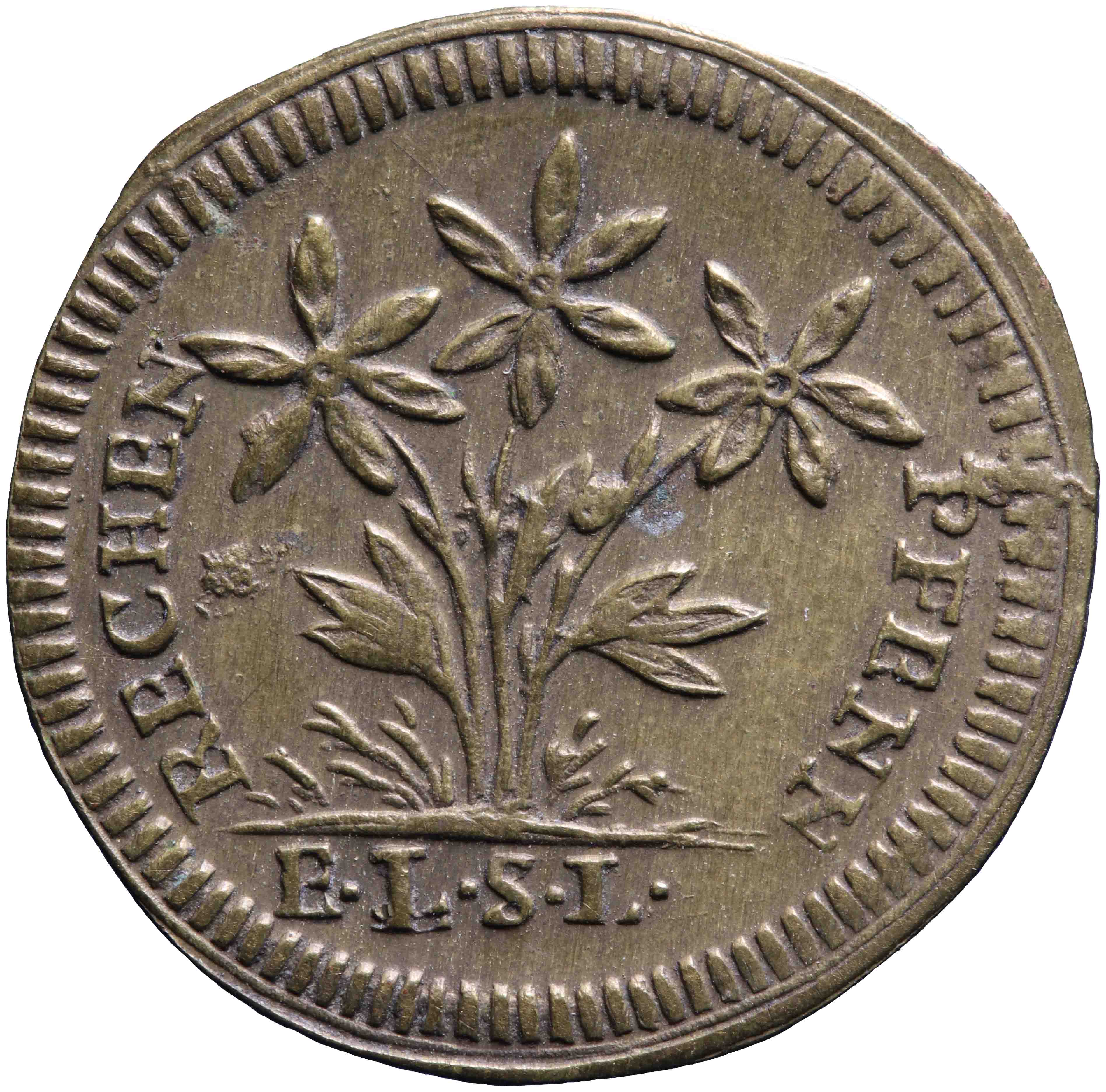 Afbeelding van de keerzijde. rekenpenning. Inventarisnummer:1974-0247