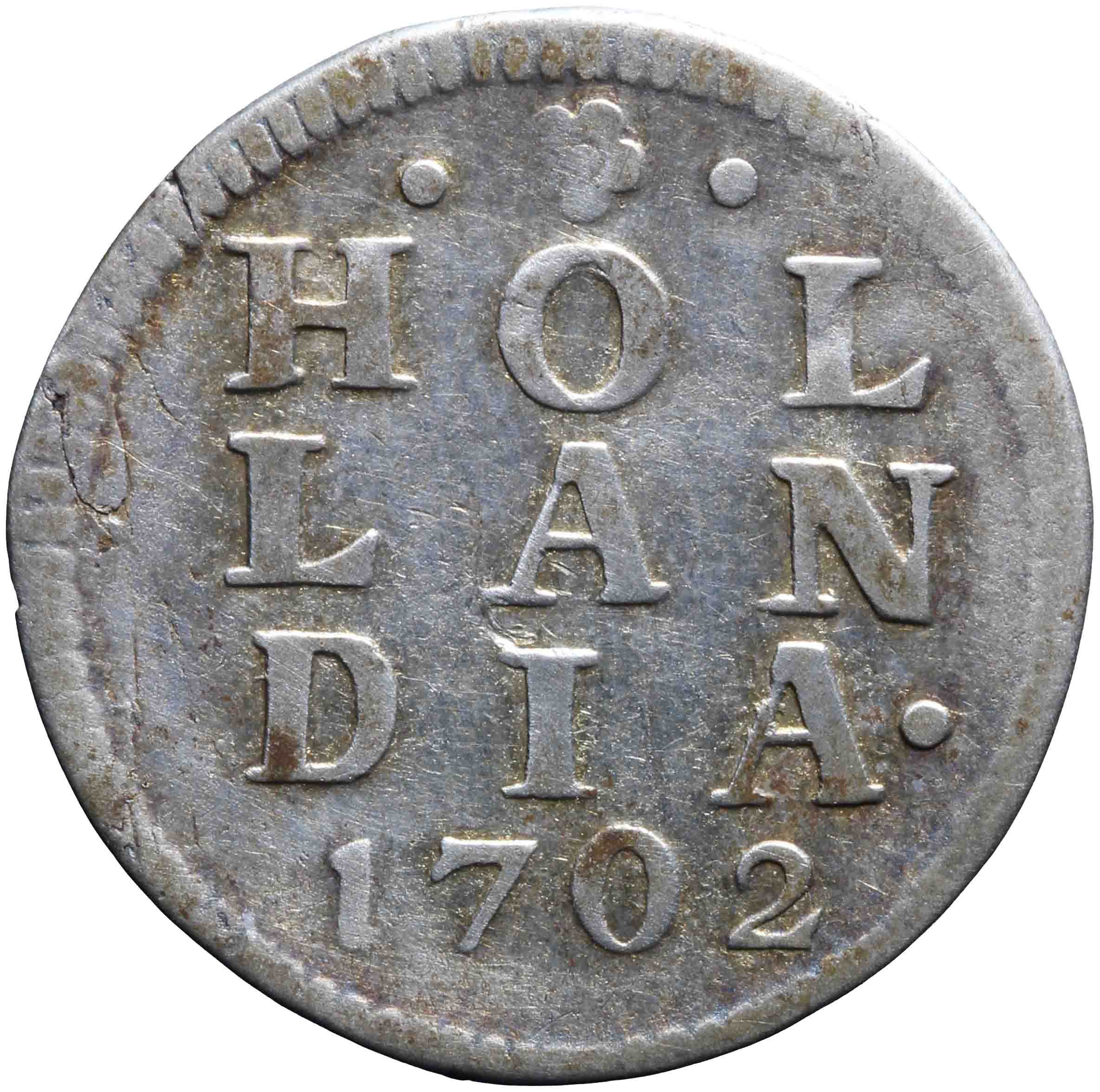 Afbeelding van de keerzijde. dubbele wapenstuiver. Inventarisnummer:1974-0682