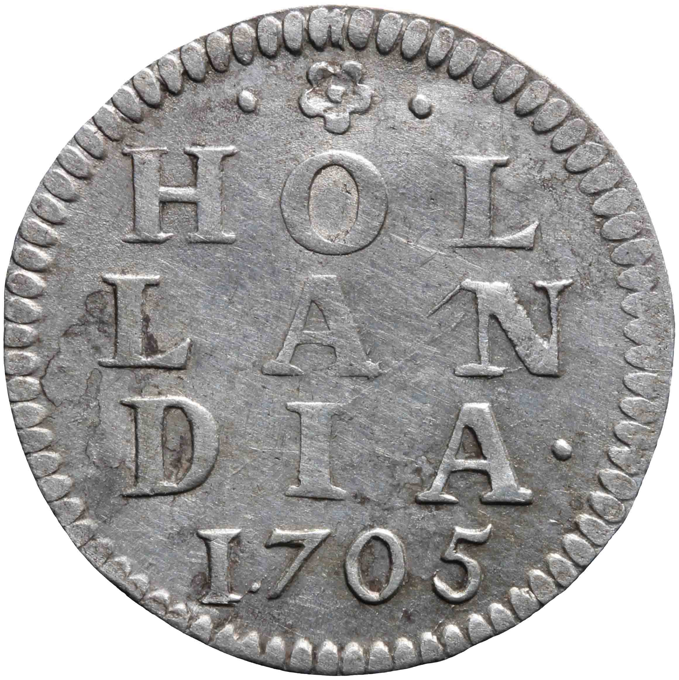 Afbeelding van de keerzijde. dubbele wapenstuiver. Inventarisnummer:1974-0683