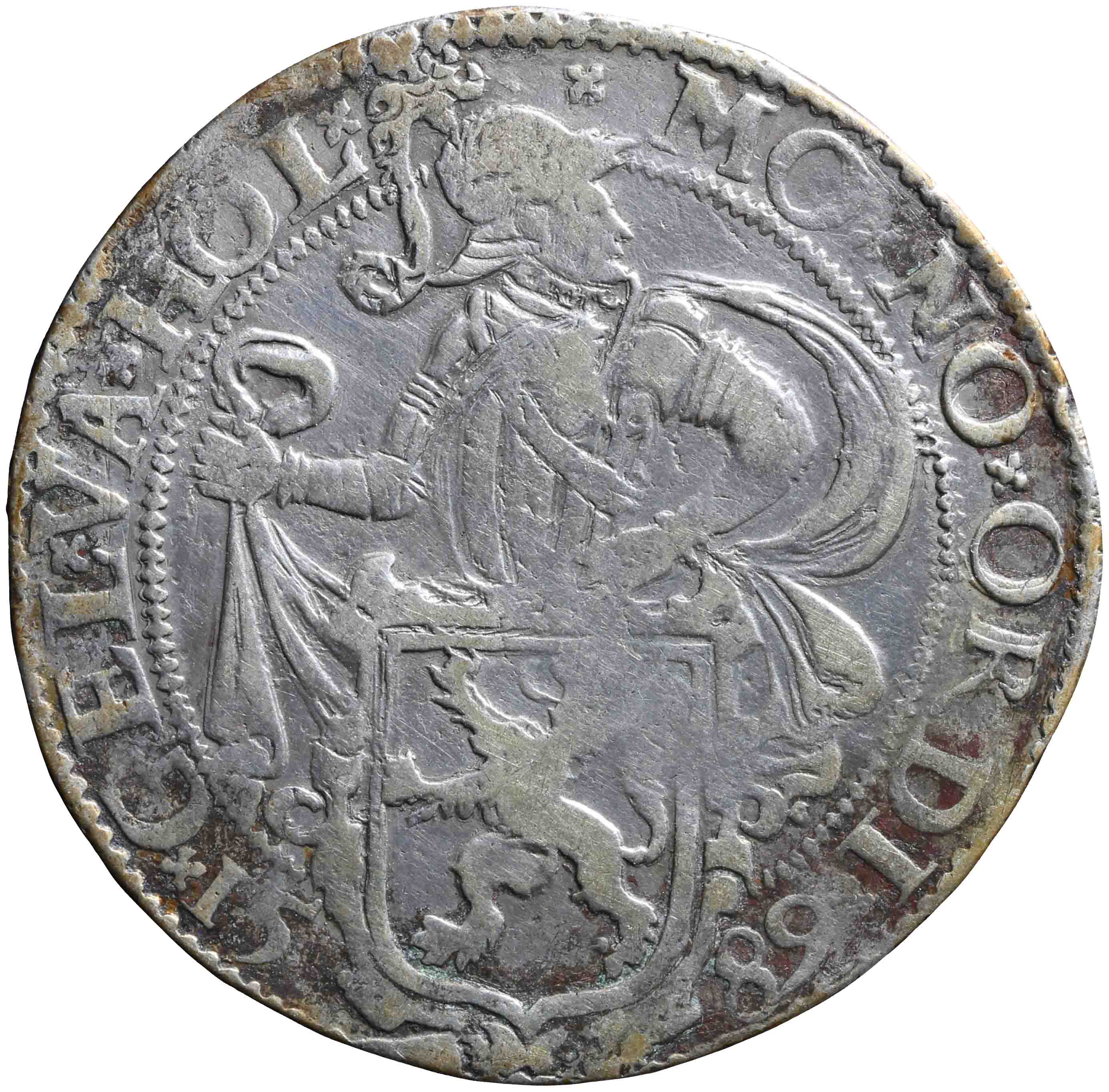 Afbeelding van de voorzijde. leeuwendaalder. Inventarisnummer:1976-0019